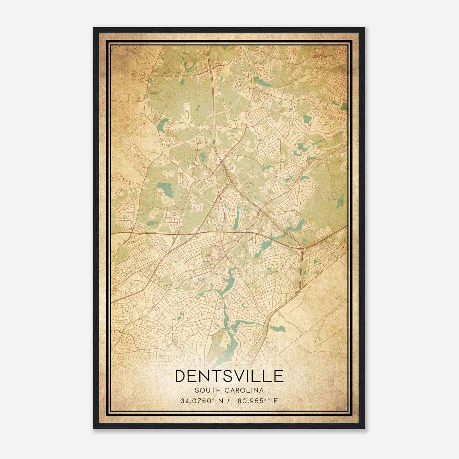 Vintage Dentsville South Carolina Map Poster, Modern Home Decor Wall Art Print Vintage Dentsville South Carolina Map Poster, Modern Home Decor Wall Art Print