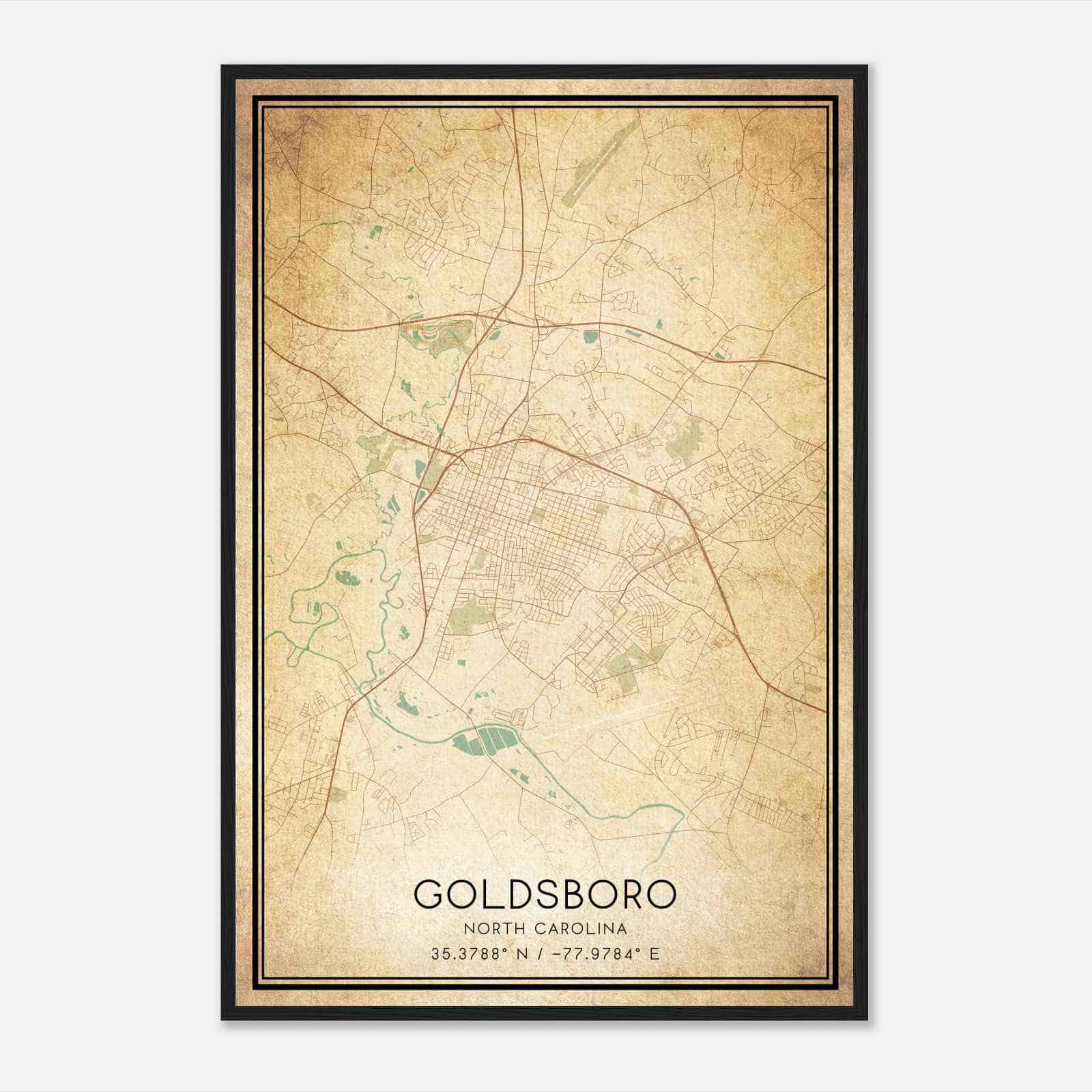 Vintage Goldsboro North Carolina Map Poster, Modern Home Decor Wall Art Print