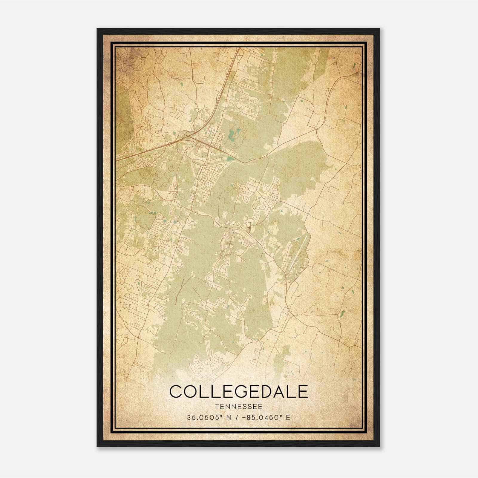 Vintage Collegedale Tennessee Map Poster, Modern Home Decor Wall Art Print Vintage Collegedale Tennessee Map Poster, Modern Home Decor Wall Art Print