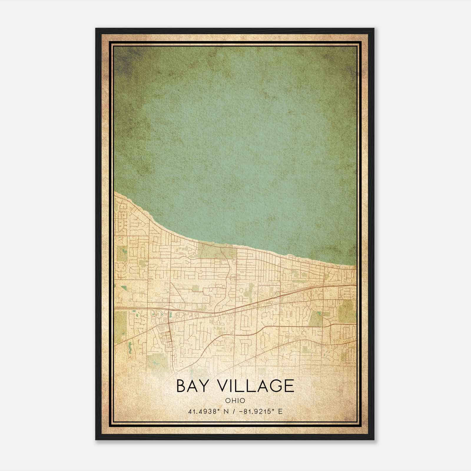 Vintage Bay Village Ohio Map Poster, Modern Home Decor Wall Art Print Vintage Bay Village Ohio Map Poster, Modern Home Decor Wall Art Print