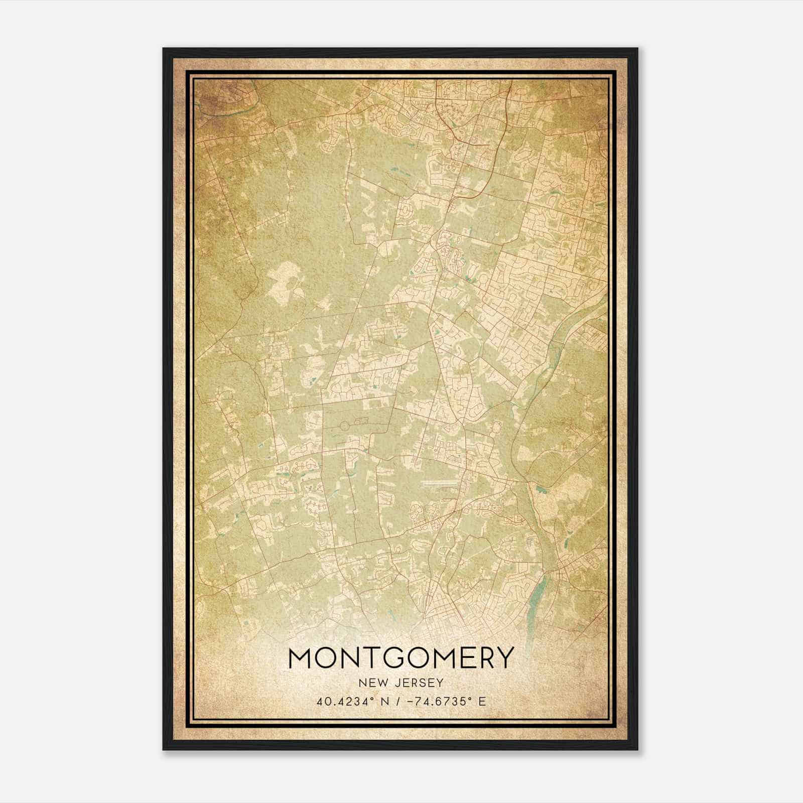Vintage Montgomery New Jersey Map Poster, Modern Home Decor Wall Art Print