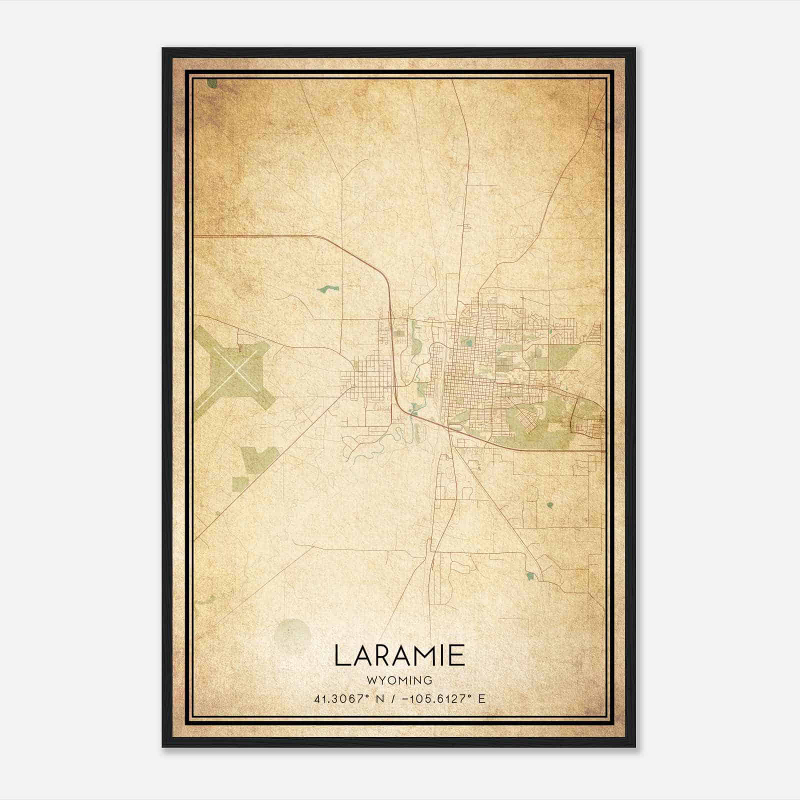 Vintage Laramie Wyoming Map Poster, Modern Home Decor Wall Art Print