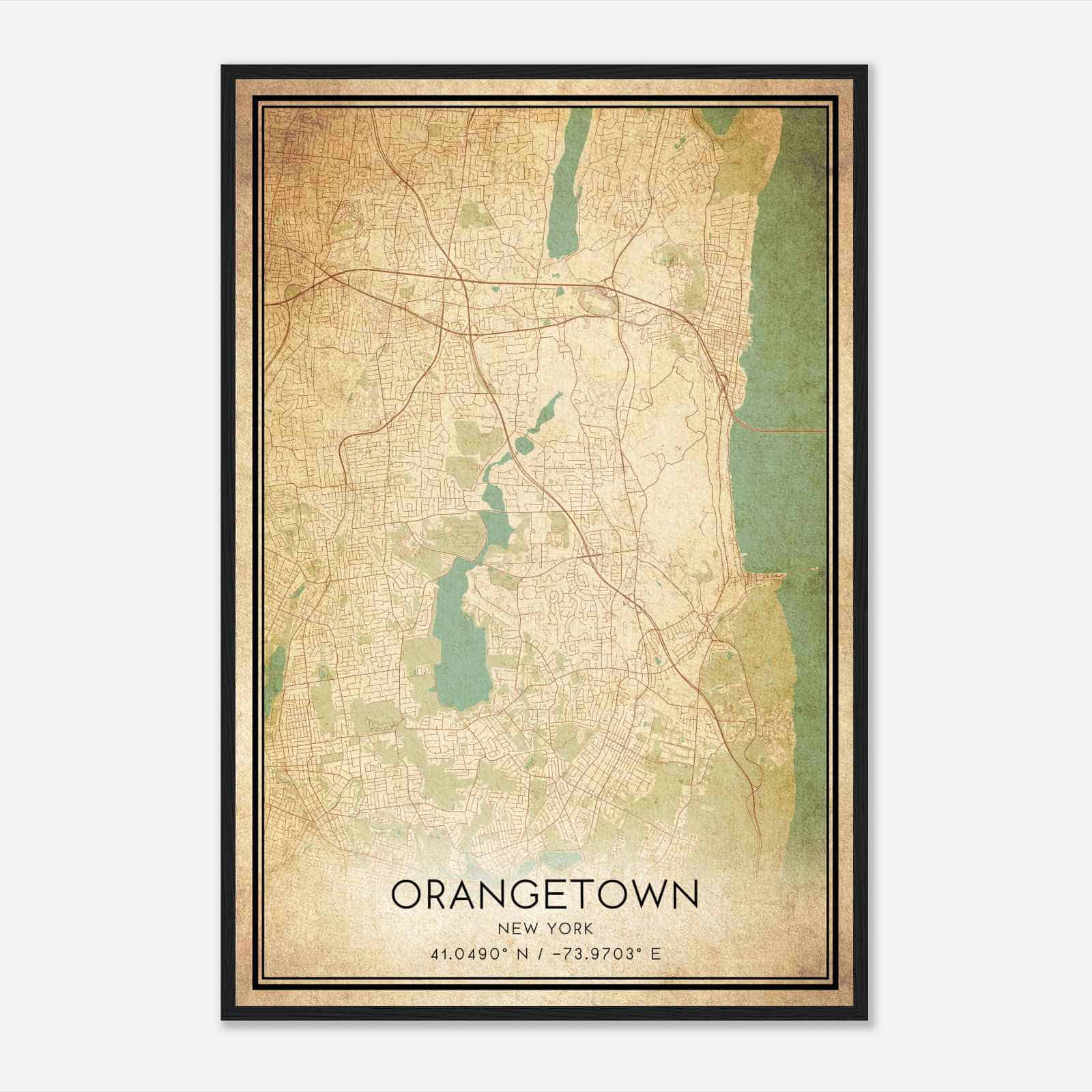 Vintage Orangetown New York Map Poster, Modern Home Decor Wall Art Print