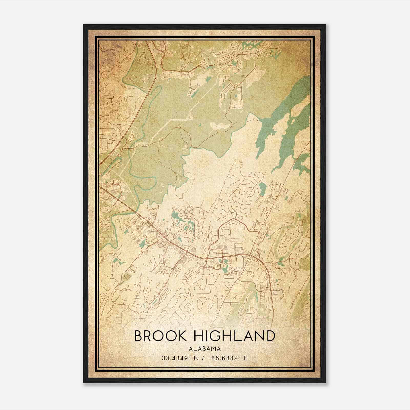 Vintage Lake Purdy Alabama Map Poster, Modern Home Decor Wall Art Print