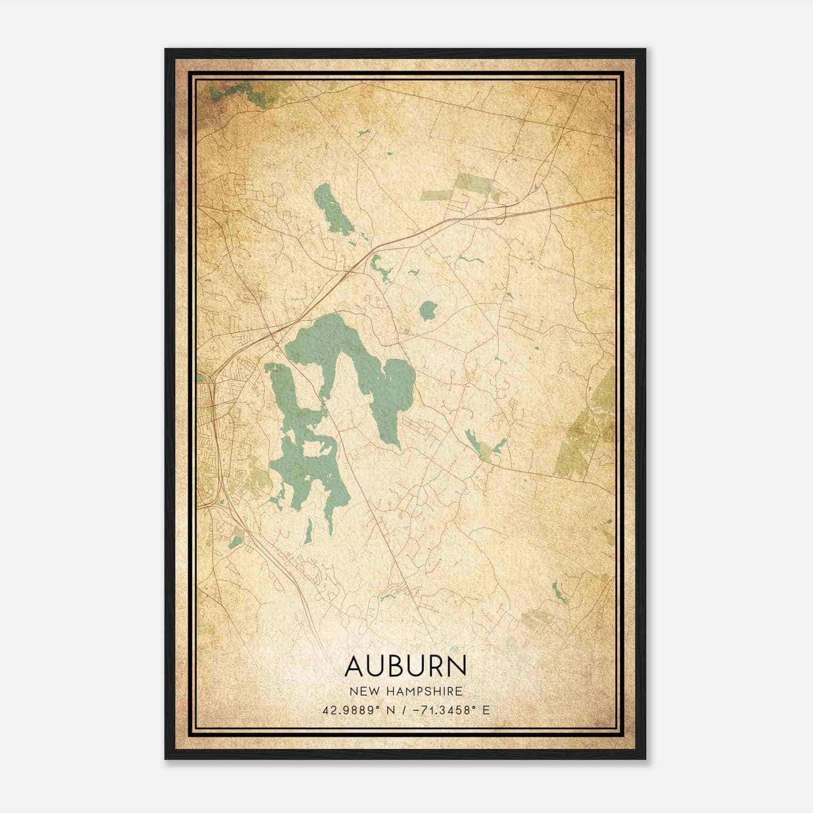 Vintage Auburn New Hampshire Map Poster, Modern Home Decor Wall Art Print Vintage Auburn New Hampshire Map Poster, Modern Home Decor Wall Art Print
