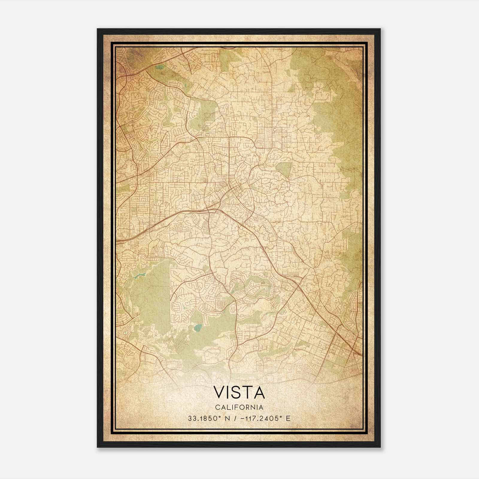 Vintage Vista California Map Poster, Modern Home Decor Wall Art Print