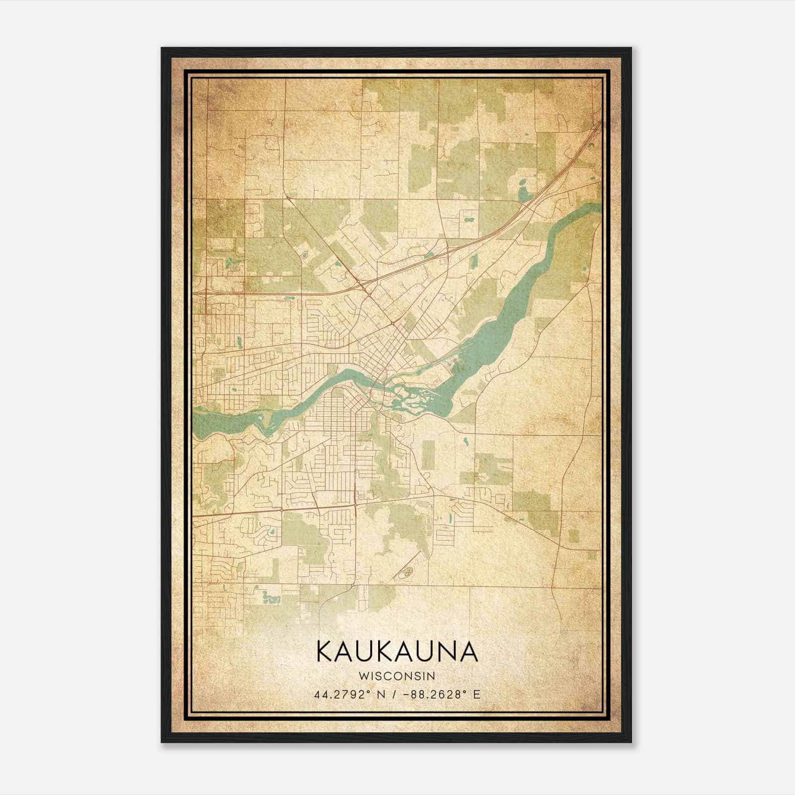 Vintage Kaukauna Wisconsin Map Poster, Modern Home Decor Wall Art Print Vintage Kaukauna Wisconsin Map Poster, Modern Home Decor Wall Art Print