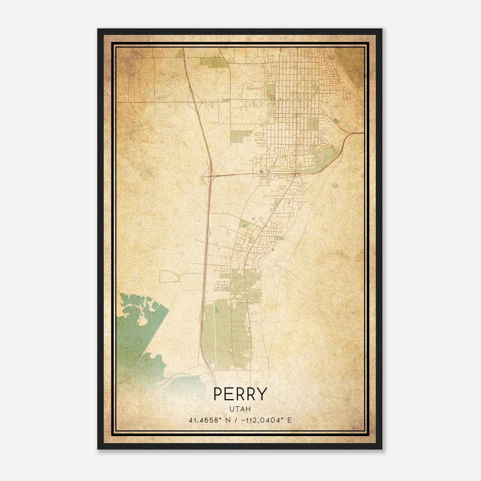 Vintage Perry Utah Map Poster, Modern Home Decor Wall Art Print