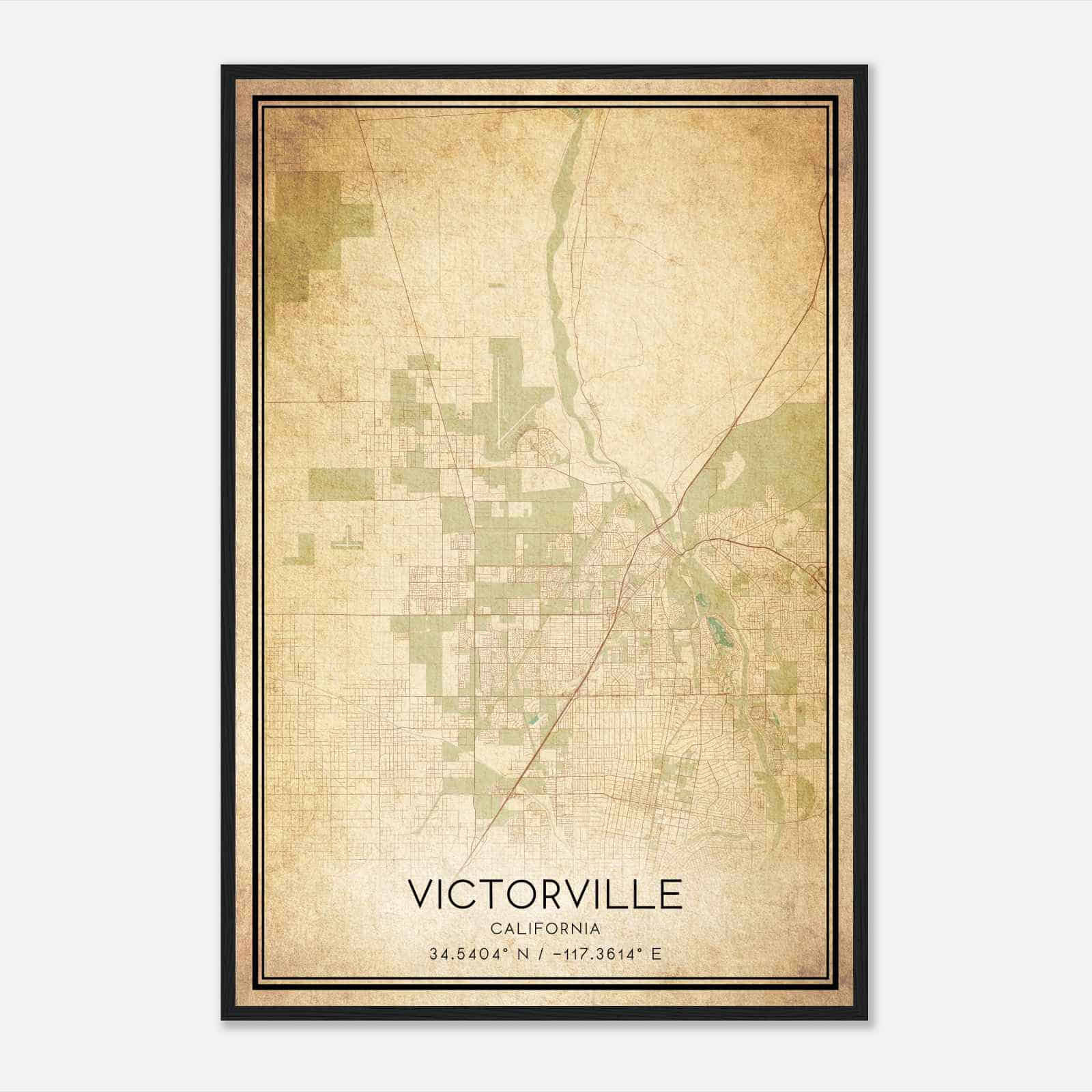 Vintage Victorville California Map Poster, Modern Home Decor Wall Art Print