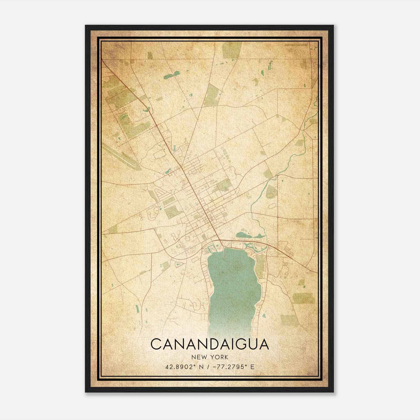 Vintage Canandaigua New York Map Poster, Modern Home Decor Wall Art Print Vintage Canandaigua New York Map Poster, Modern Home Decor Wall Art Print