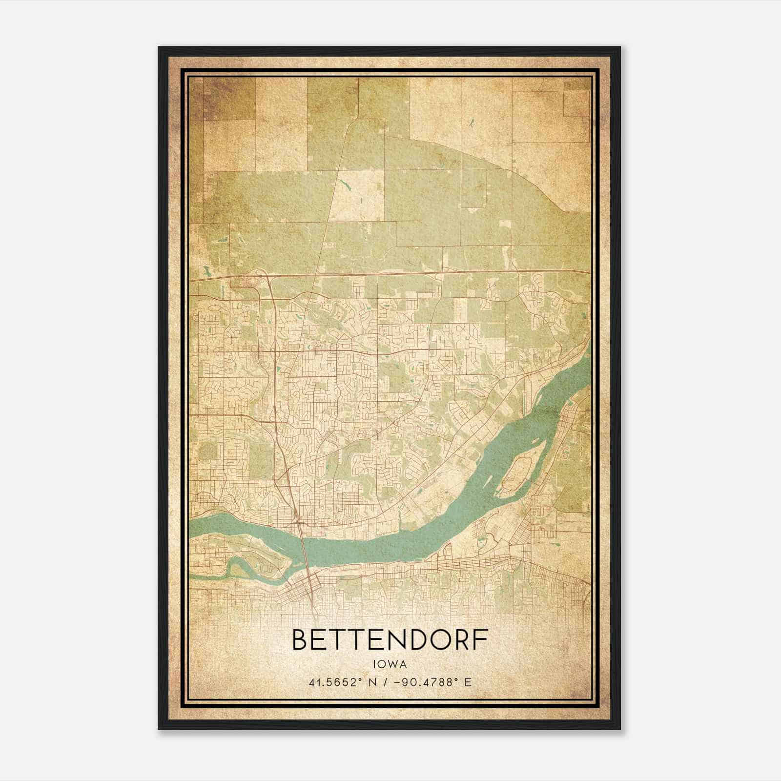 Vintage Bettendorf Iowa Map Poster, Modern Home Decor Wall Art Print Vintage Bettendorf Iowa Map Poster, Modern Home Decor Wall Art Print