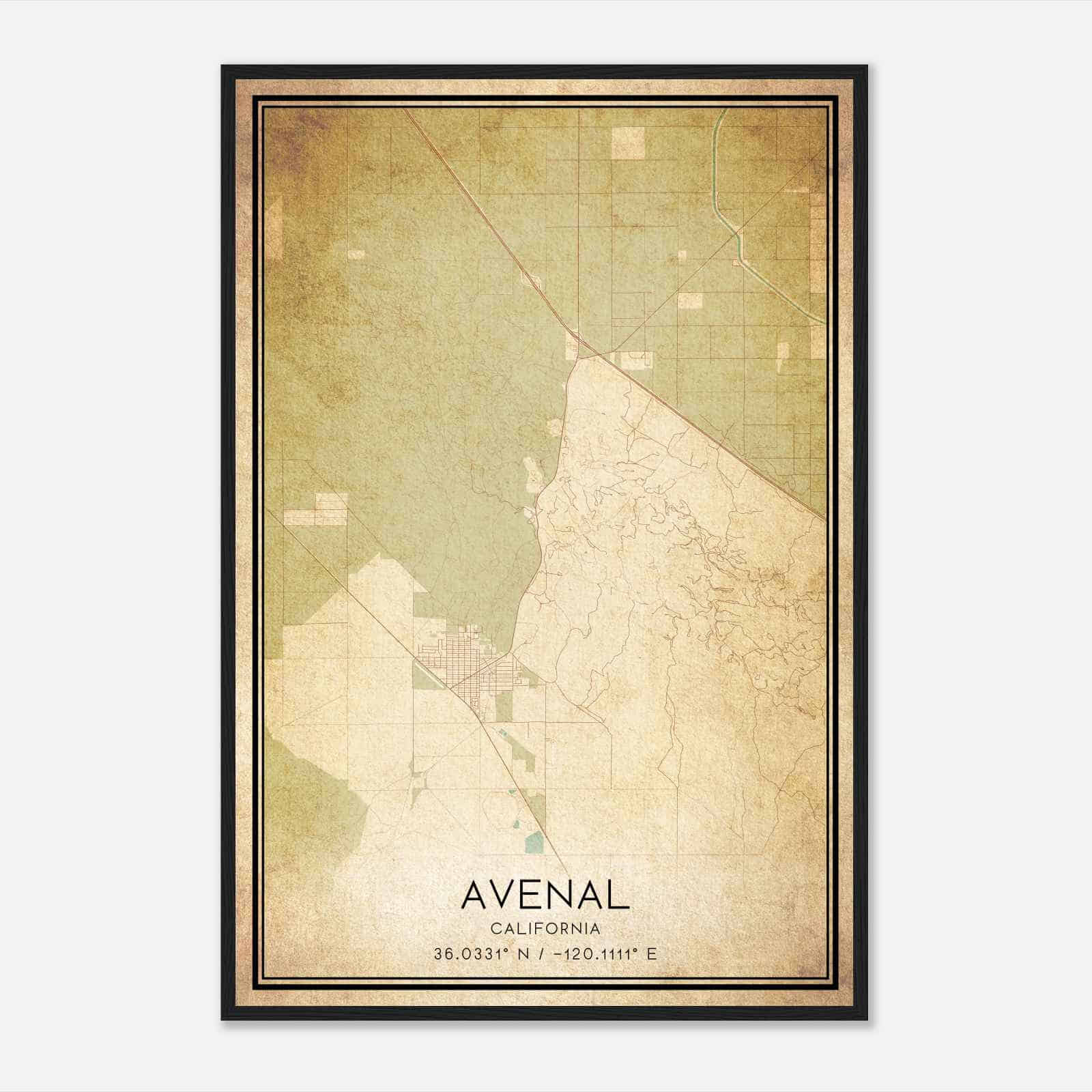 Vintage Avenal California Map Poster, Modern Home Decor Wall Art Print Vintage Avenal California Map Poster, Modern Home Decor Wall Art Print