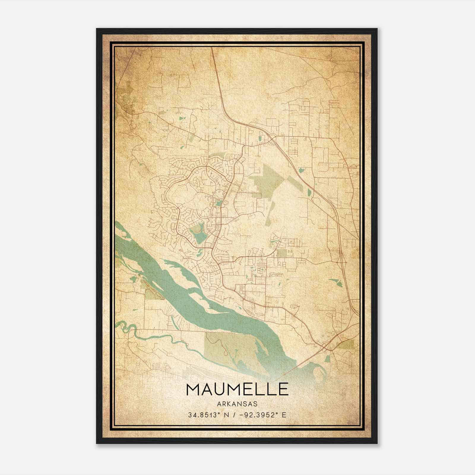 Vintage Maumelle Arkansas Map Poster, Modern Home Decor Wall Art Print