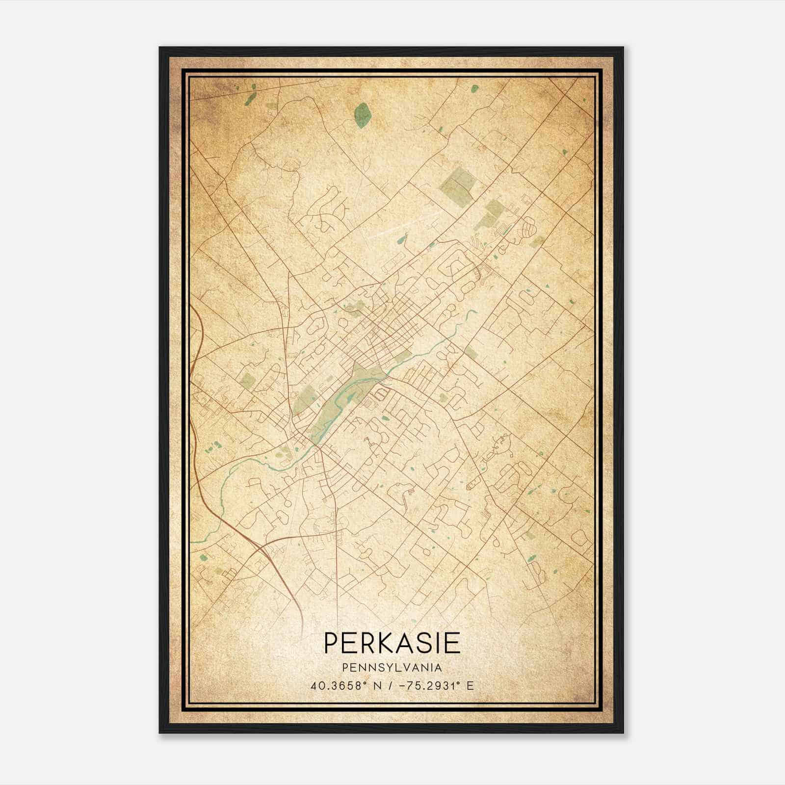 Vintage Perkasie Pennsylvania Map Poster, Modern Home Decor Wall Art Print