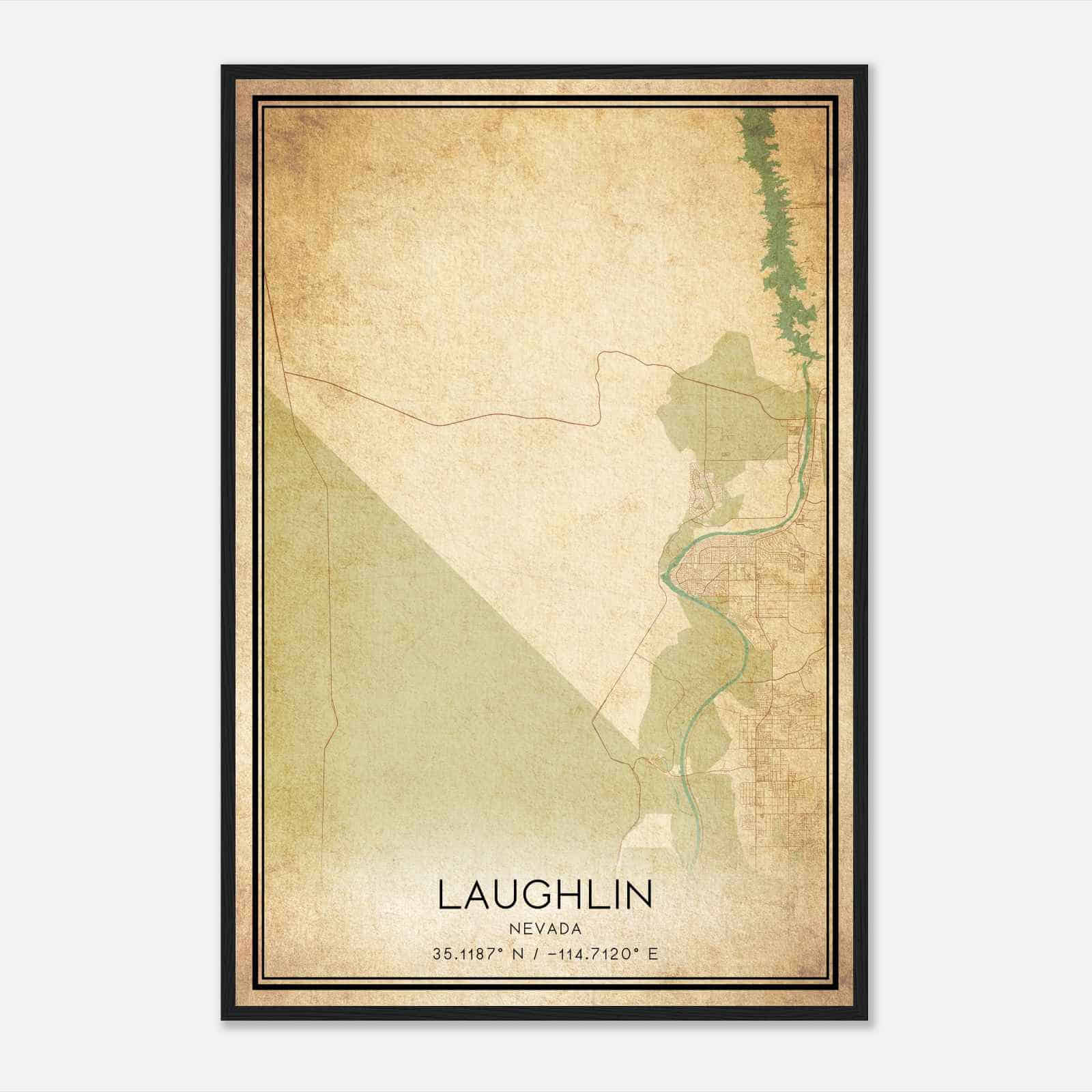 Vintage Laughlin Nevada Map Poster, Modern Home Decor Wall Art Print