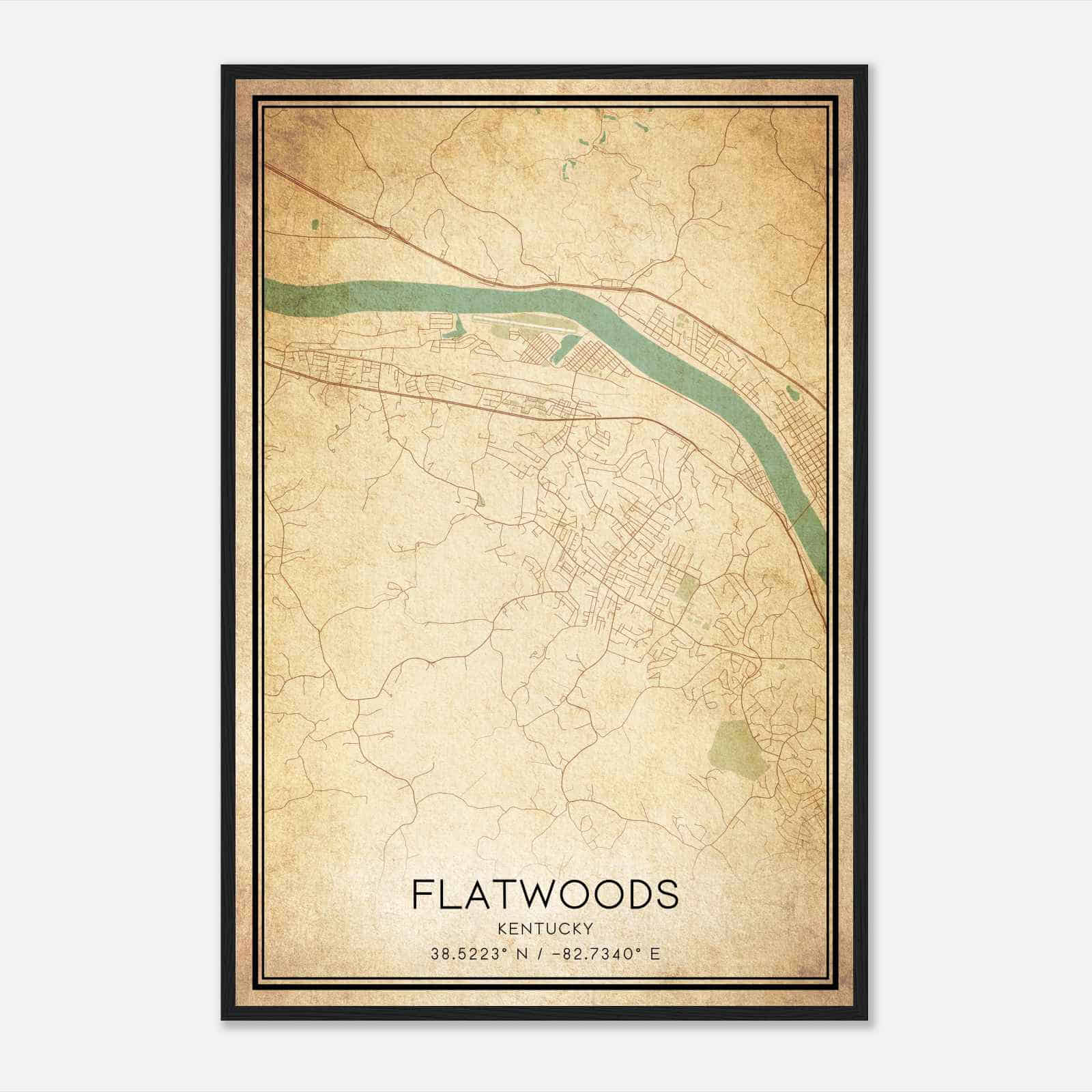 Vintage Flatwoods Kentucky Map Poster, Modern Home Decor Wall Art Print Vintage Flatwoods Kentucky Map Poster, Modern Home Decor Wall Art Print