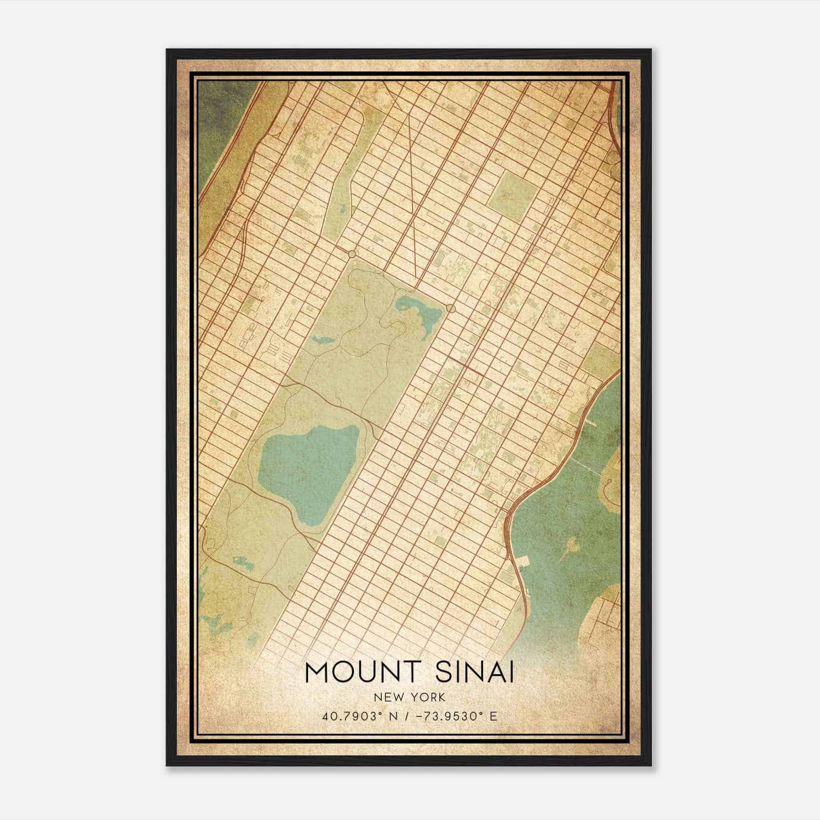 Vintage Mount Sinai New York Map Poster, Modern Home Decor Wall Art Print