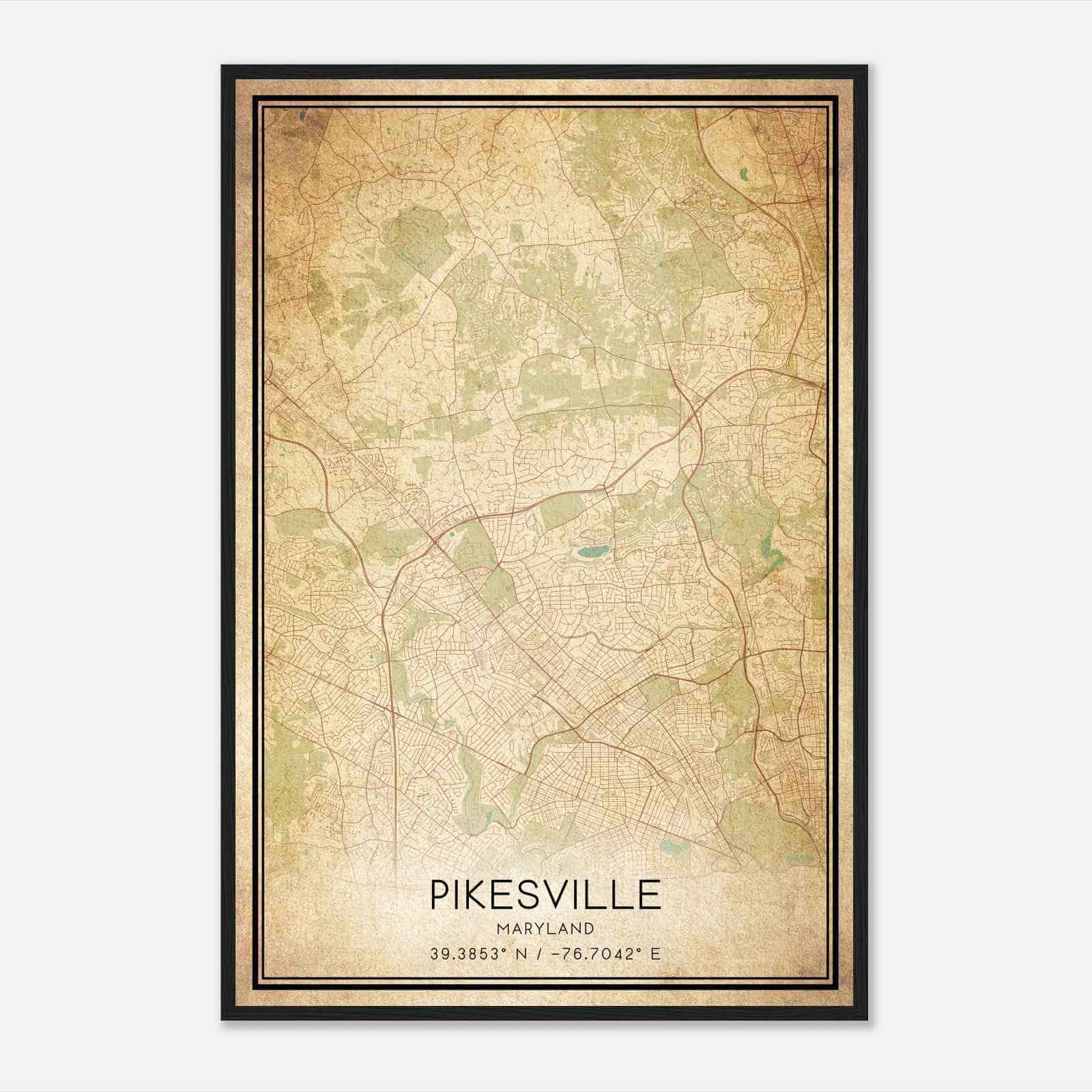 Vintage Pikesville Maryland Map Poster, Modern Home Decor Wall Art Print