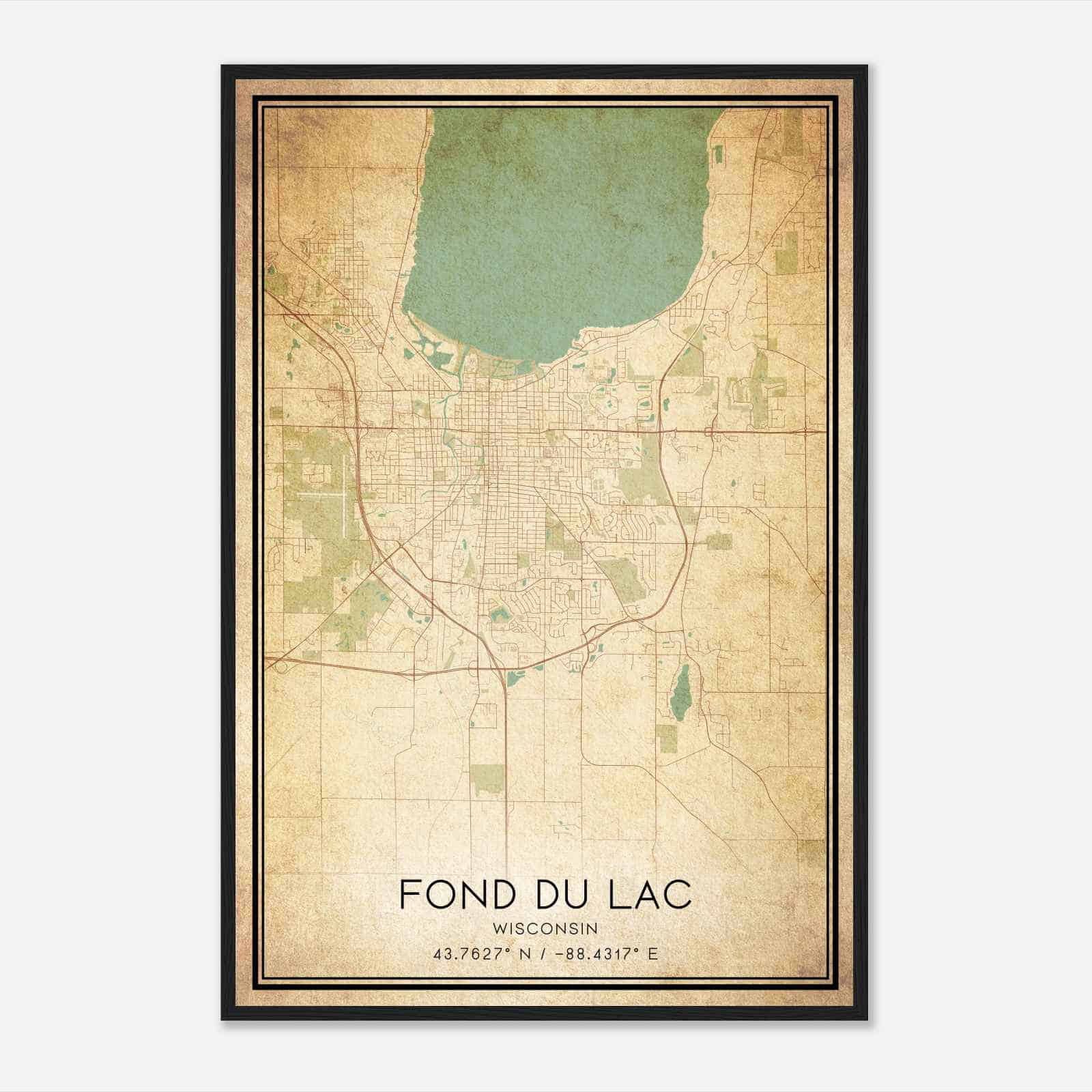 Vintage Fond Du Lac Wisconsin Map Poster, Modern Home Decor Wall Art Print Vintage Fond Du Lac Wisconsin Map Poster, Modern Home Decor Wall Art Print