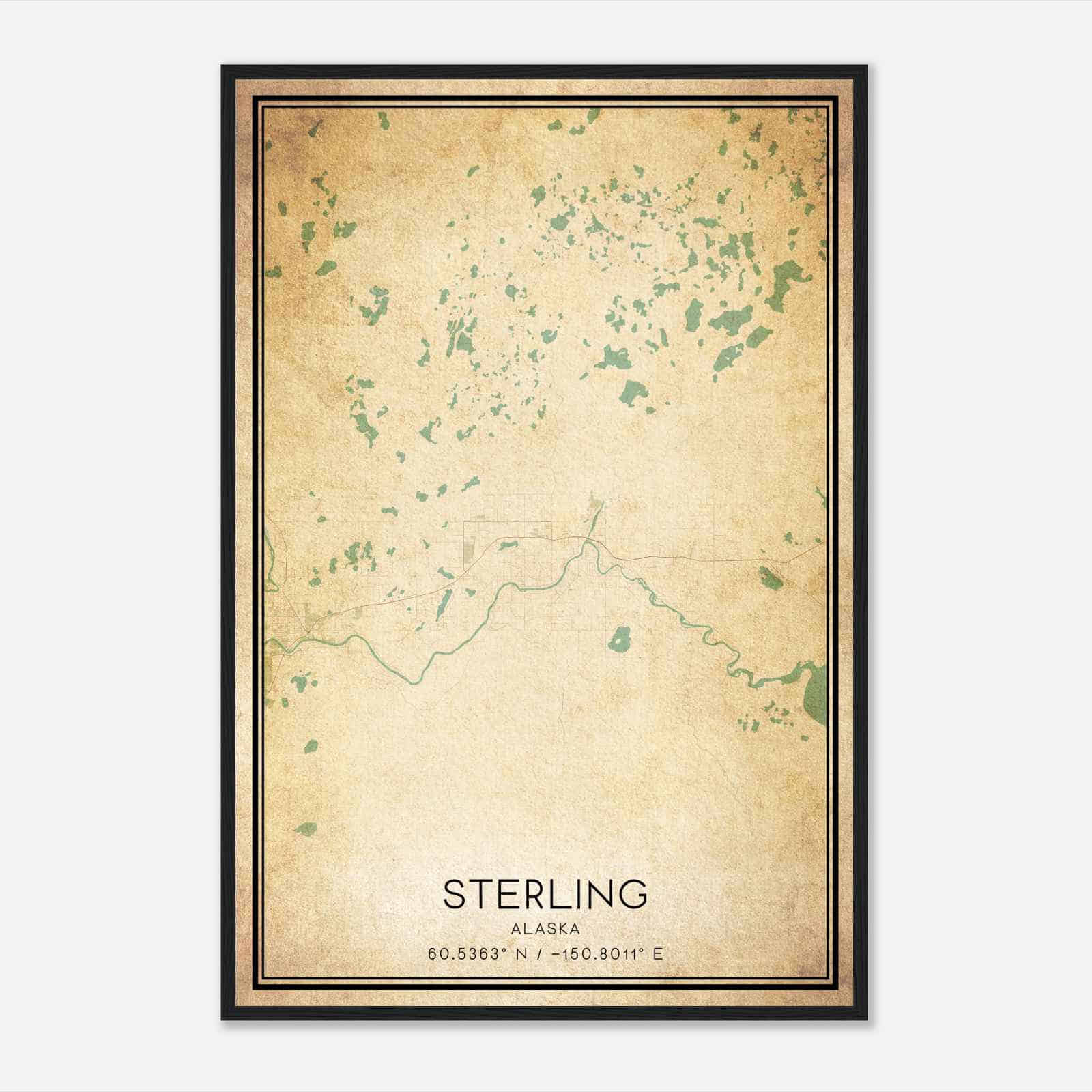 Vintage Sterling Alaska Map Poster, Modern Home Decor Wall Art Print