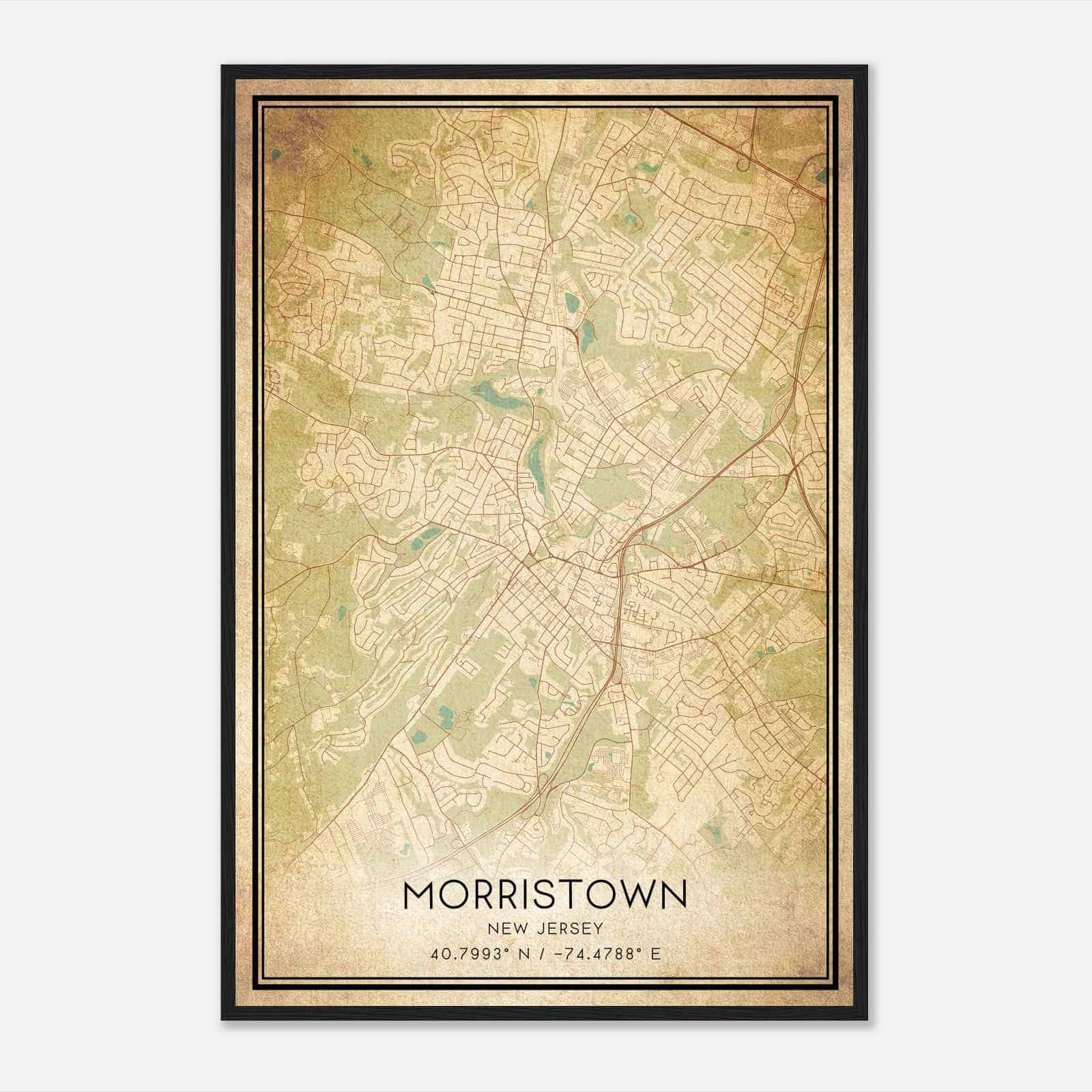 Vintage Morristown New Jersey Map Poster, Modern Home Decor Wall Art Print Vintage Morristown New Jersey Map Poster, Modern Home Decor Wall Art Print