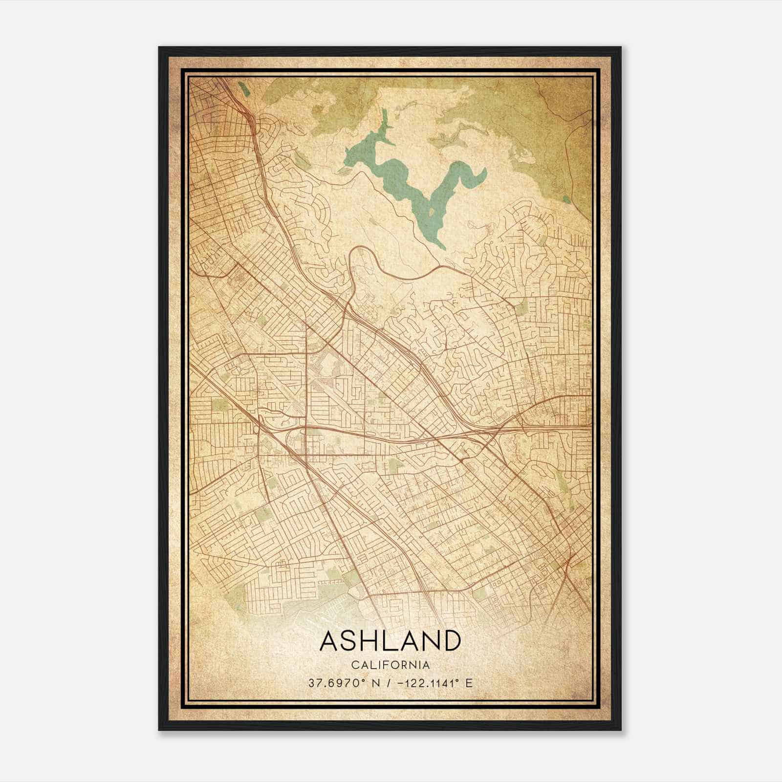 Vintage Ashland California Map Poster, Modern Home Decor Wall Art Print Vintage Ashland California Map Poster, Modern Home Decor Wall Art Print