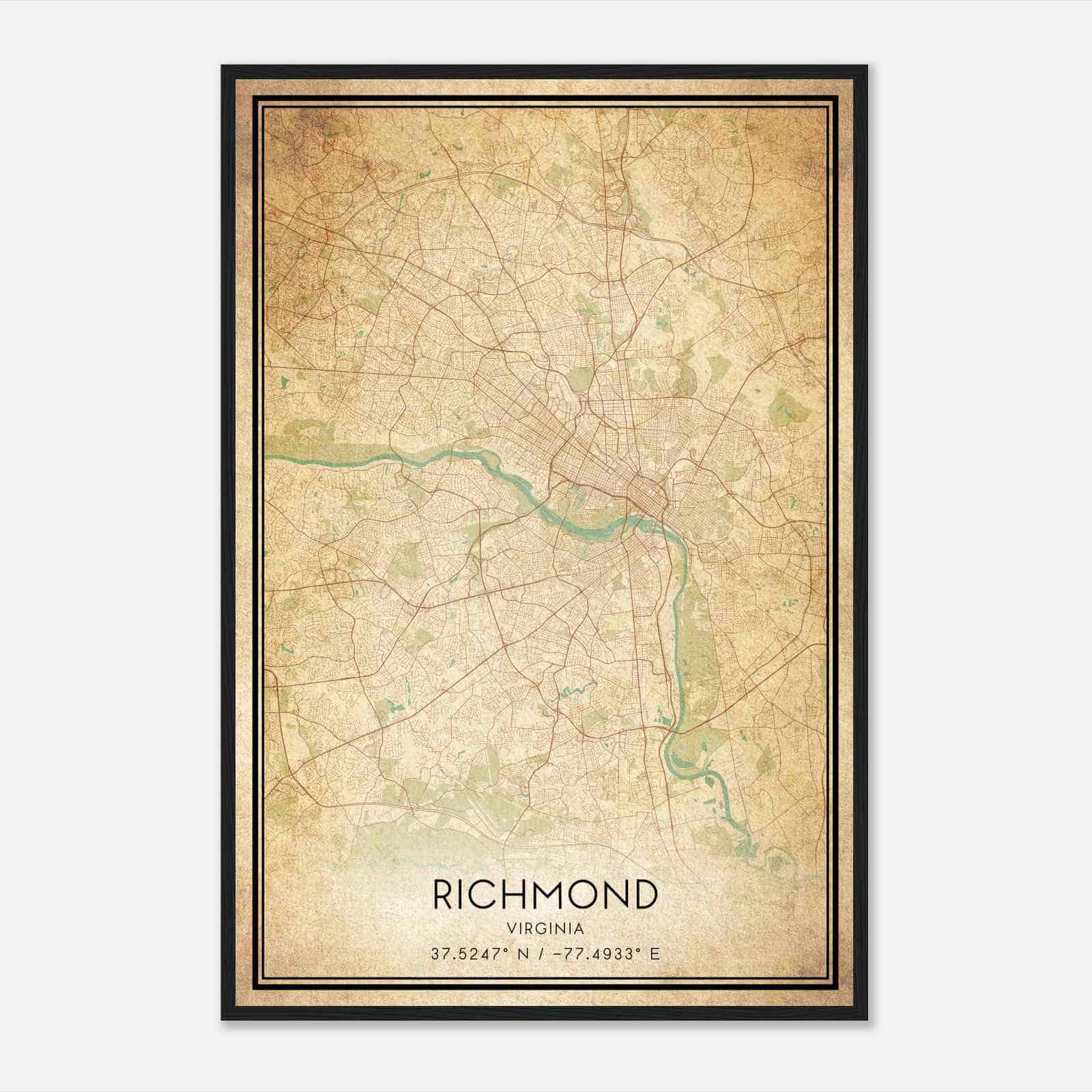 Vintage Richmond Virginia Map Poster, Modern Home Decor Wall Art Print