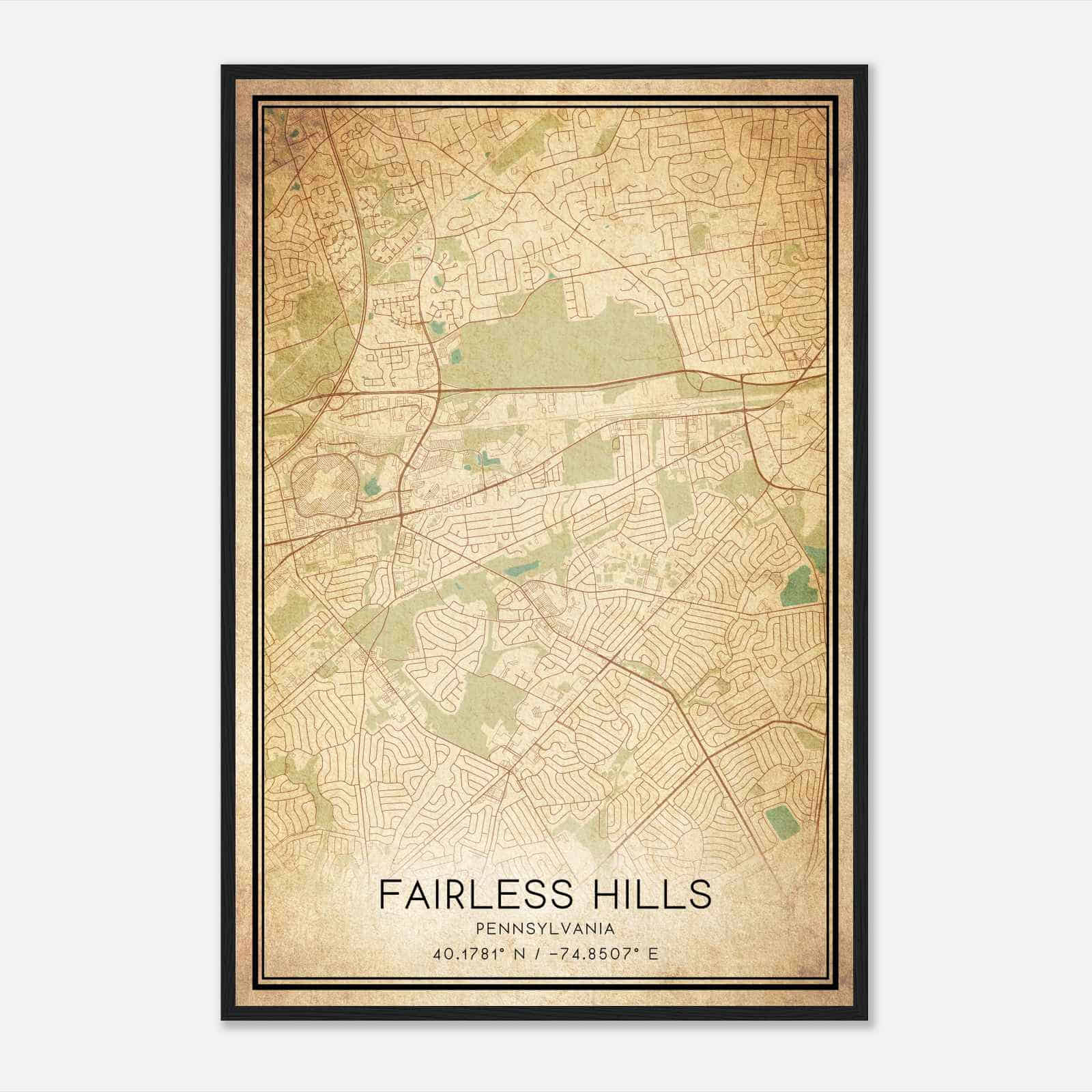 Vintage Fairless Hills Pennsylvania Map Poster, Modern Home Decor Wall Art Print Vintage Fairless Hills Pennsylvania Map Poster, Modern Home Decor Wall Art Print