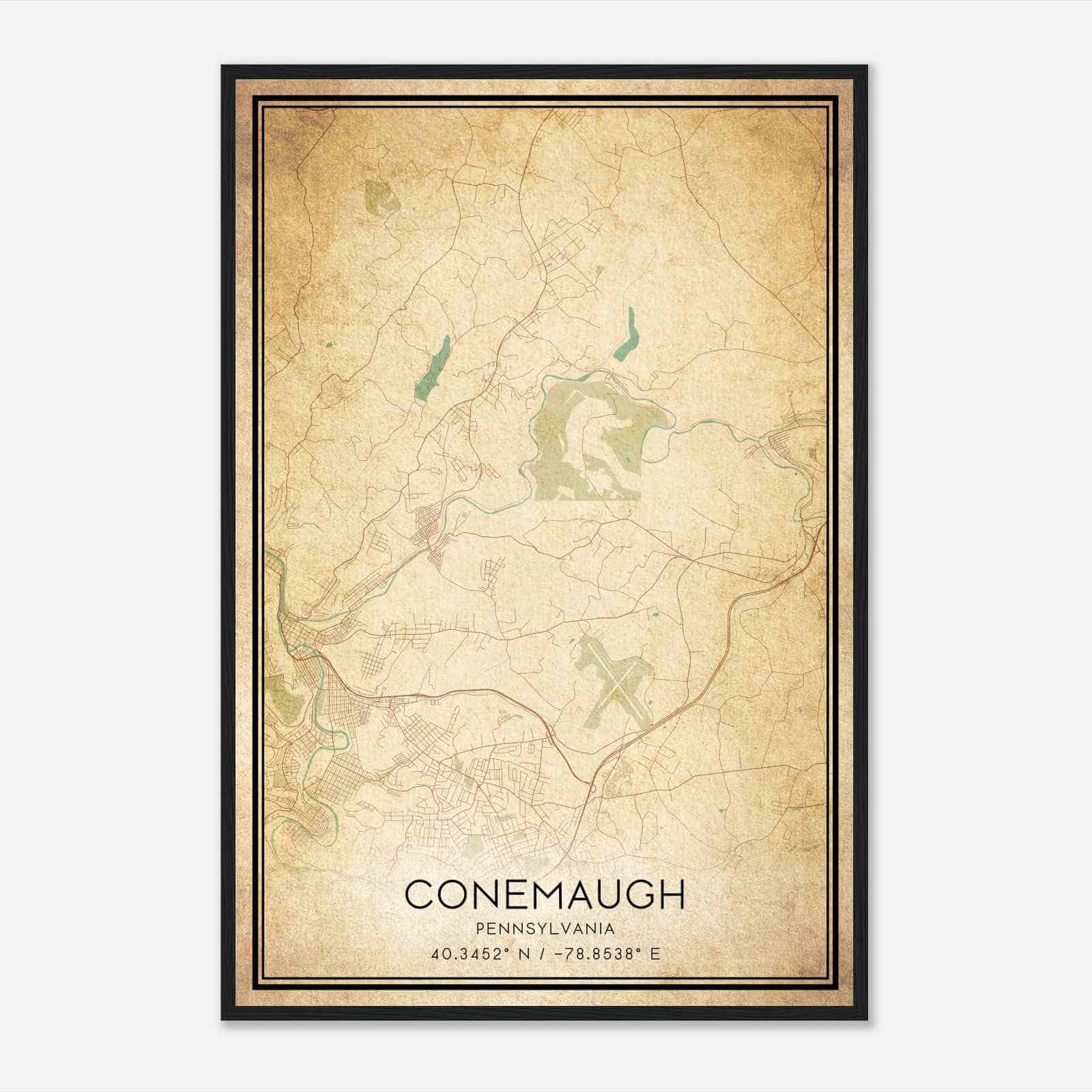 Vintage Conemaugh Pennsylvania Map Poster, Modern Home Decor Wall Art Print Vintage Conemaugh Pennsylvania Map Poster, Modern Home Decor Wall Art Print