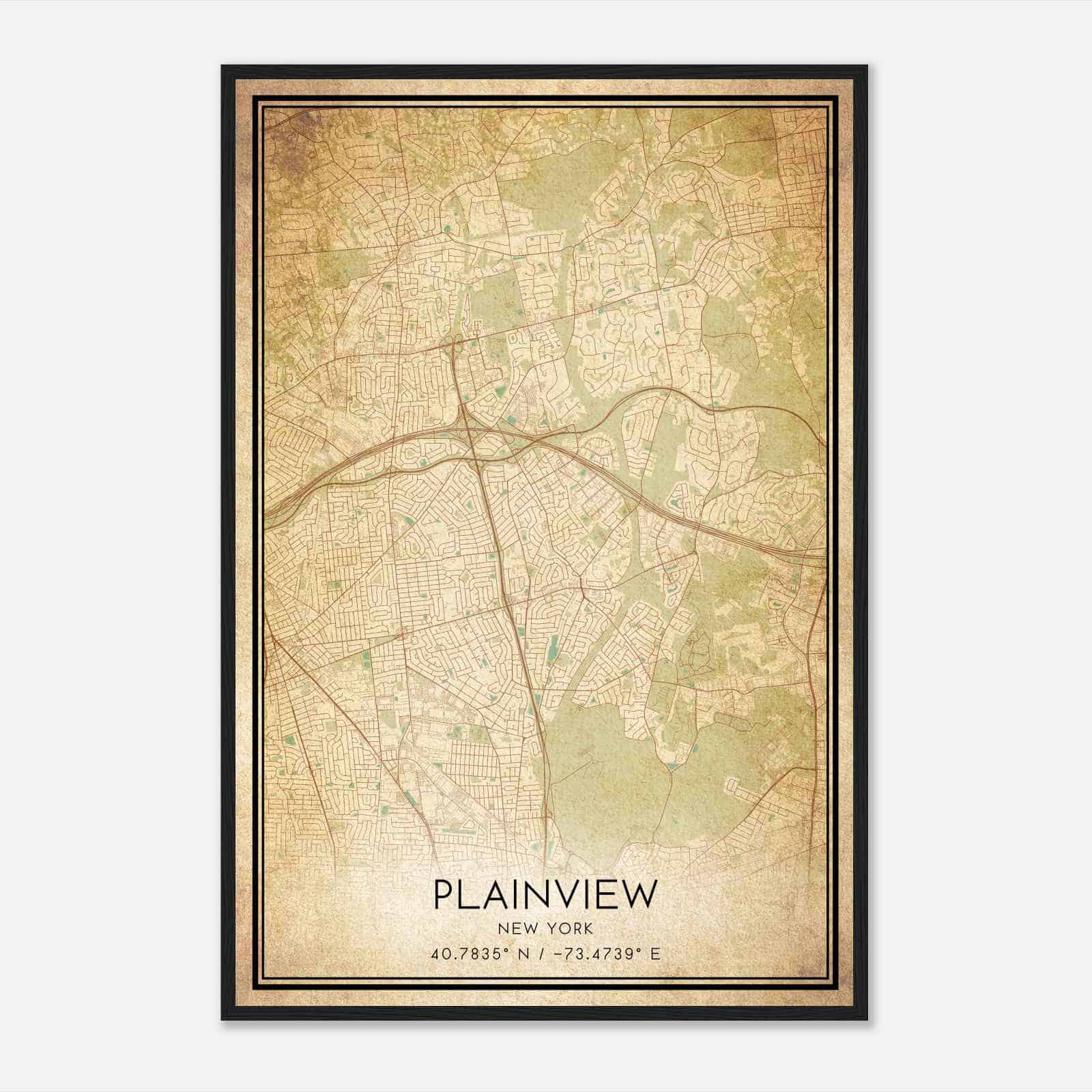 Vintage Plainview New York Map Poster, Modern Home Decor Wall Art Print