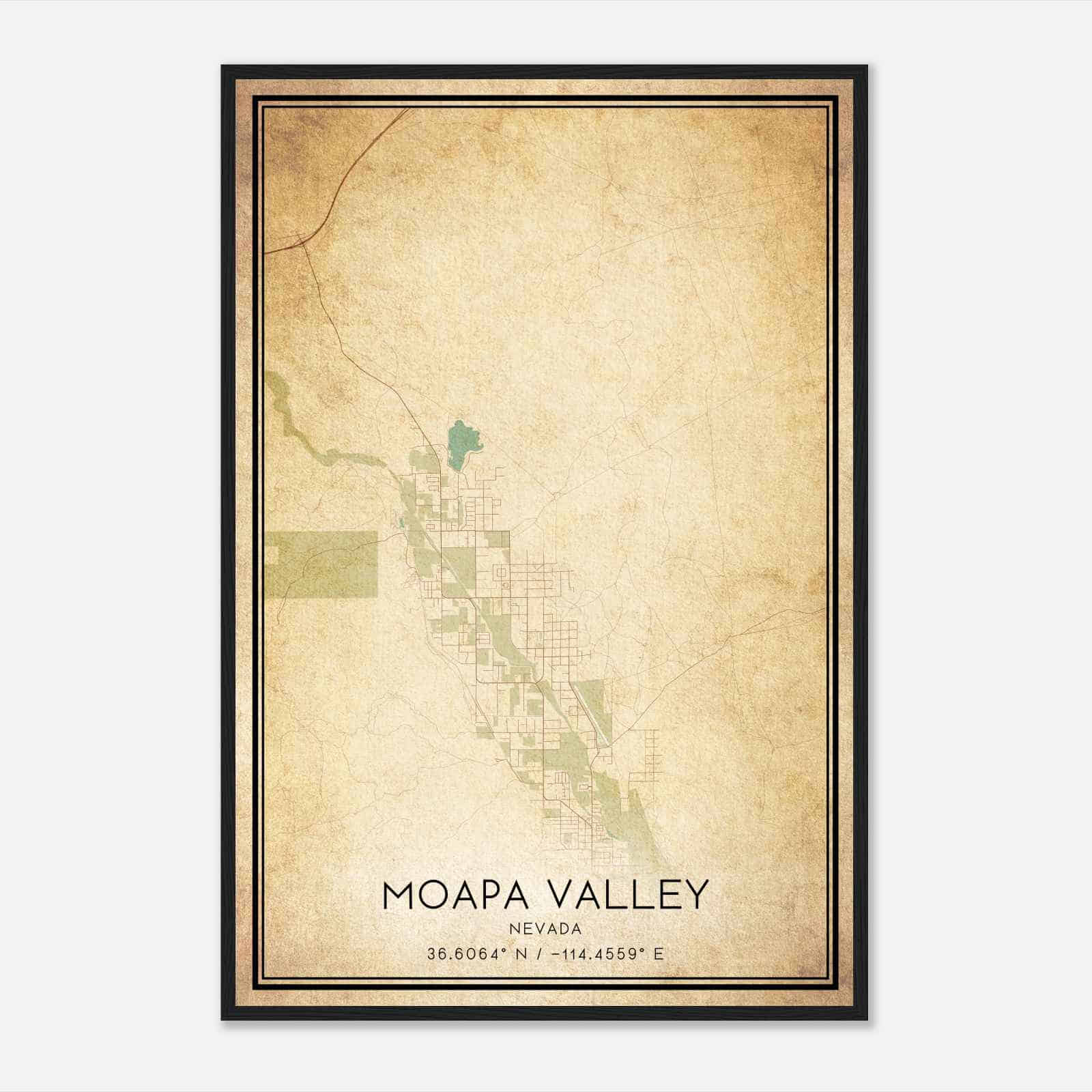 Vintage Moapa Valley Nevada Map Poster, Modern Home Decor Wall Art Print
