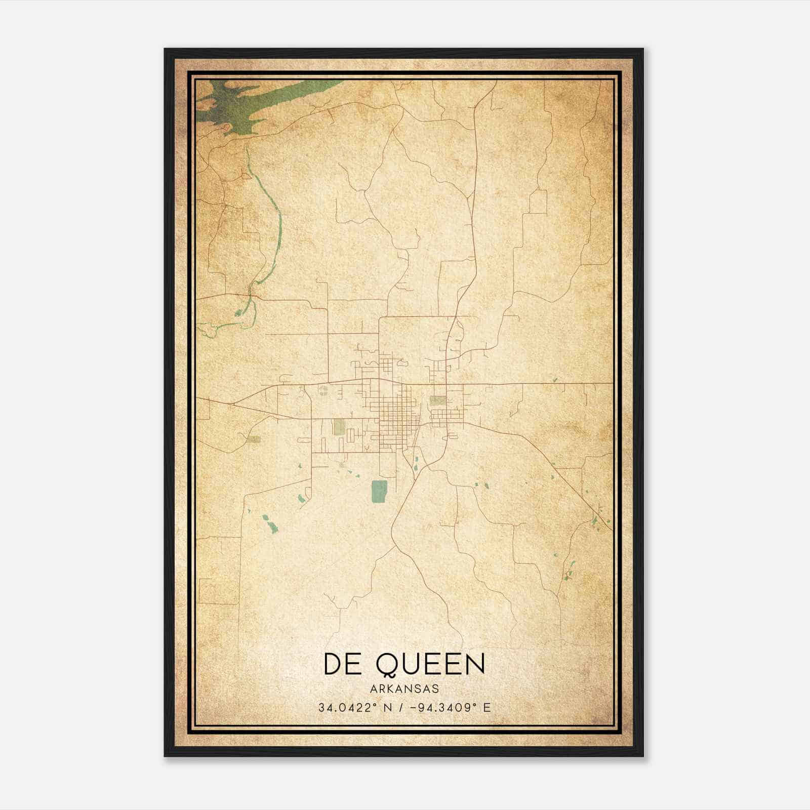 Vintage De Queen Arkansas Map Poster, Modern Home Decor Wall Art Print Vintage De Queen Arkansas Map Poster, Modern Home Decor Wall Art Print