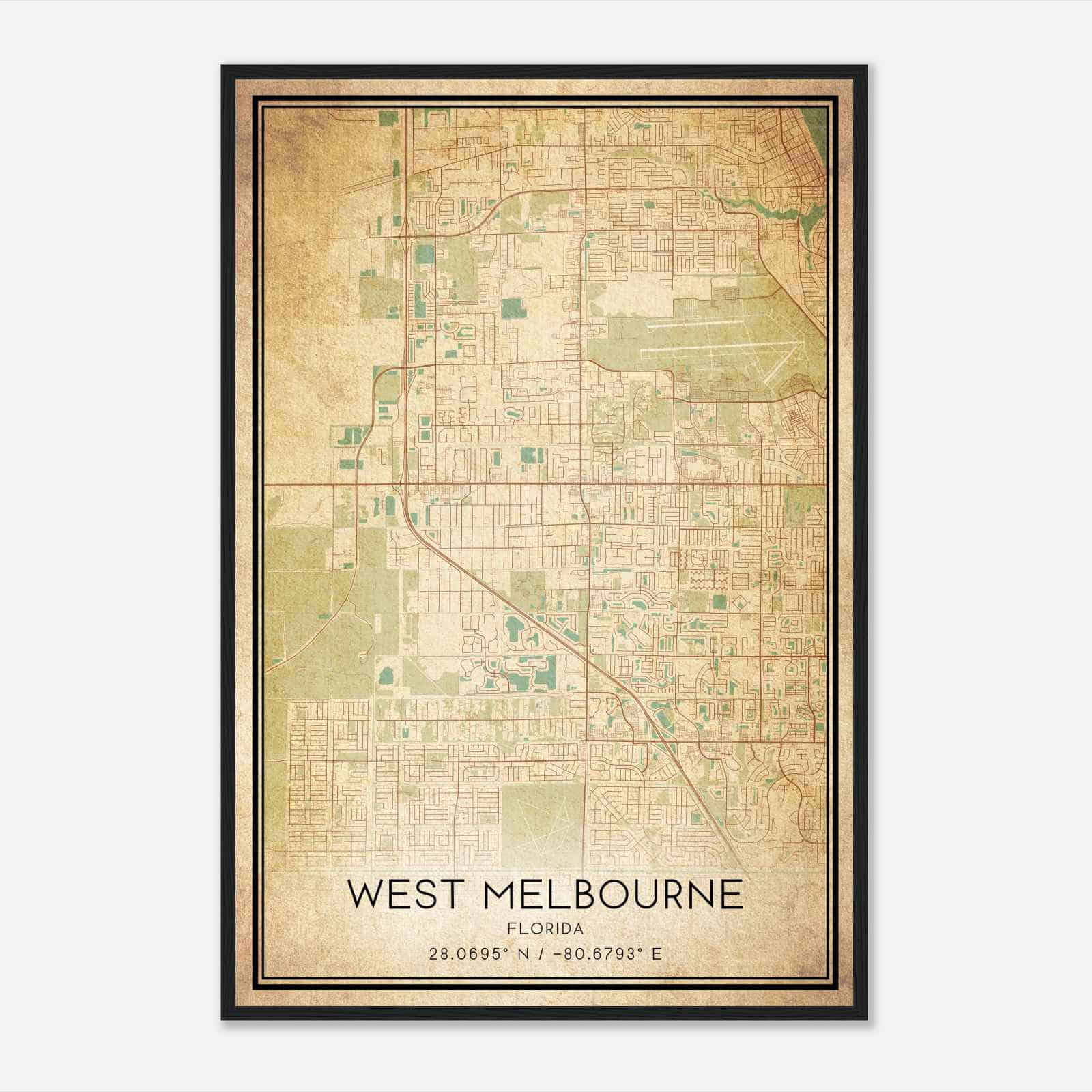 Vintage West Melbourne Florida Map Poster, Modern Home Decor Wall Art Print Vintage West Melbourne Florida Map Poster, Modern Home Decor Wall Art Print