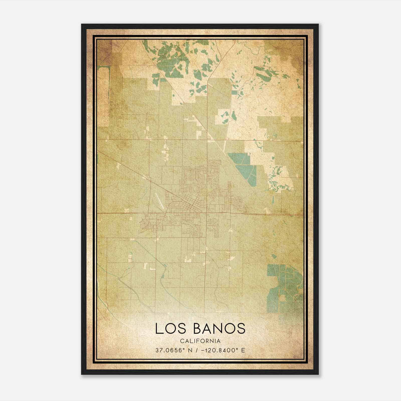 Vintage Los Banos California Map Poster, Modern Home Decor Wall Art Print