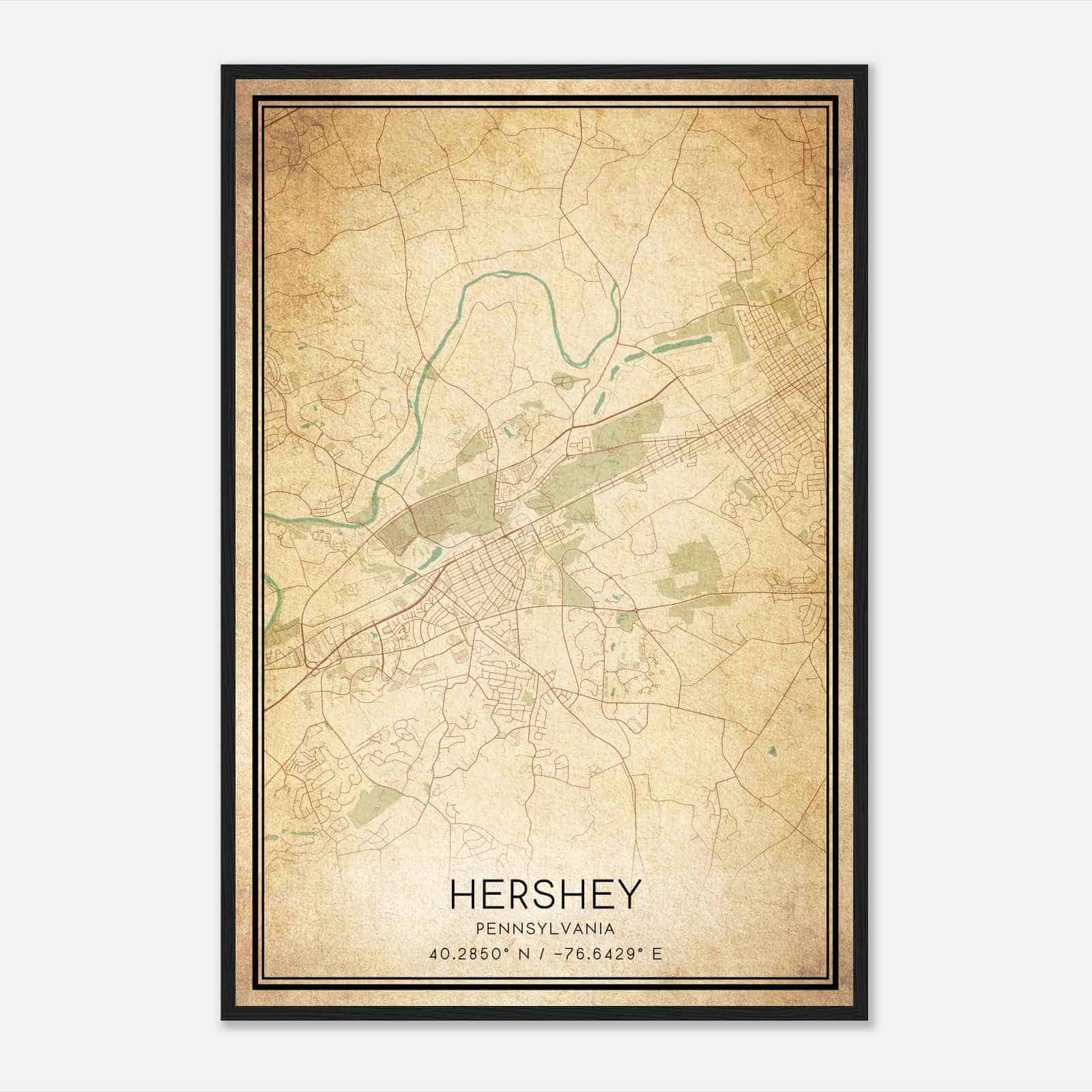 Vintage Hershey Pennsylvania Map Poster, Modern Home Decor Wall Art Print