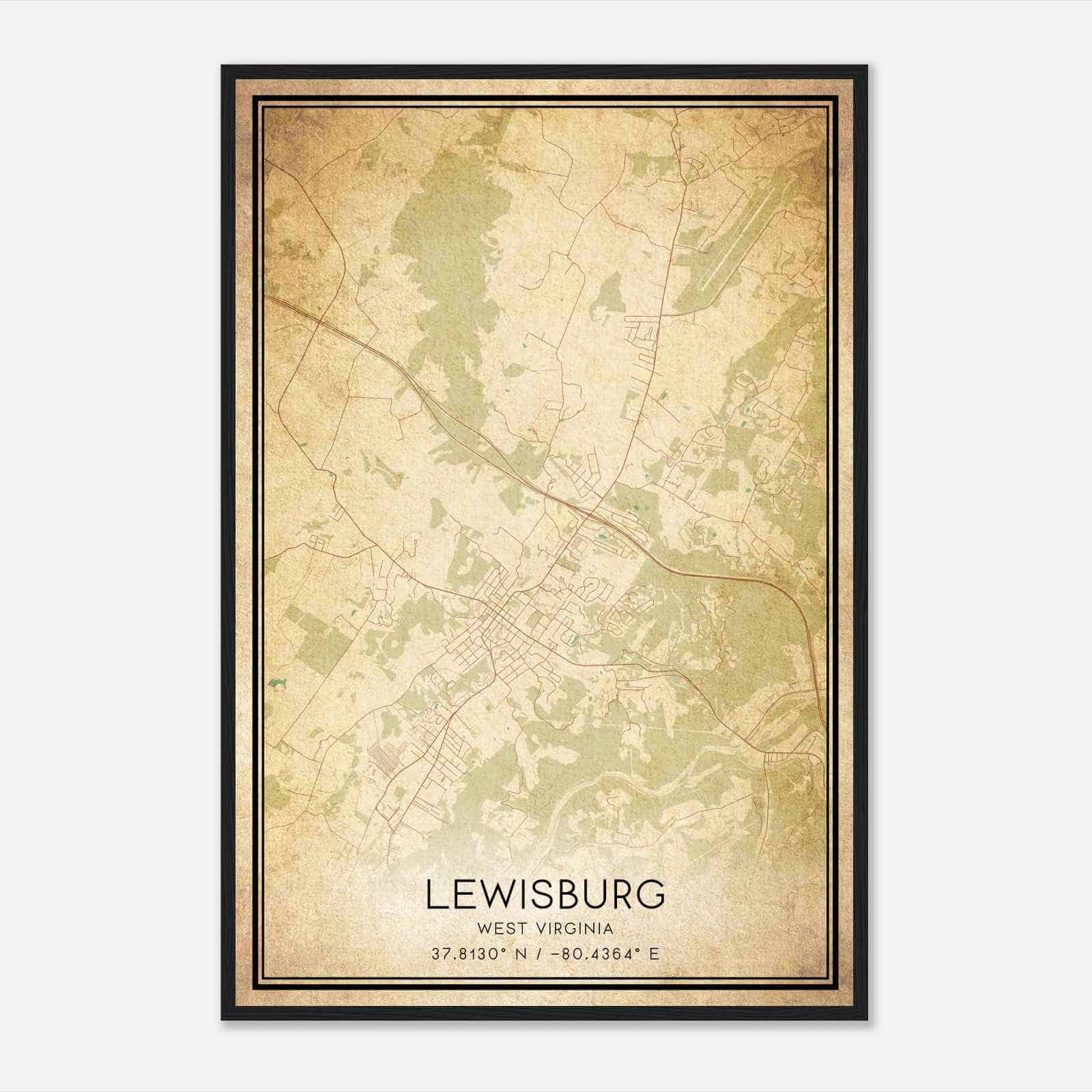 Vintage Lewisburg West Virginia Map Poster, Modern Home Decor Wall Art Print Vintage Lewisburg West Virginia Map Poster, Modern Home Decor Wall Art Print