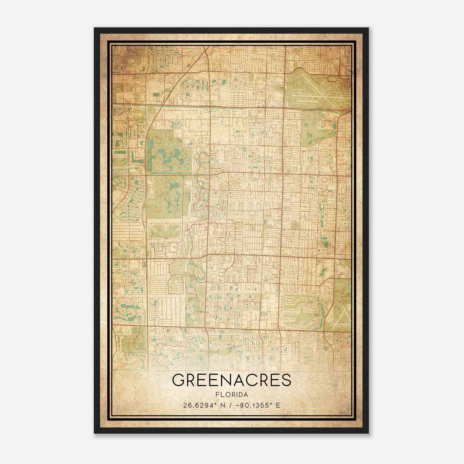 Vintage Greenacres Florida Map Poster, Modern Home Decor Wall Art Print Vintage Greenacres Florida Map Poster, Modern Home Decor Wall Art Print
