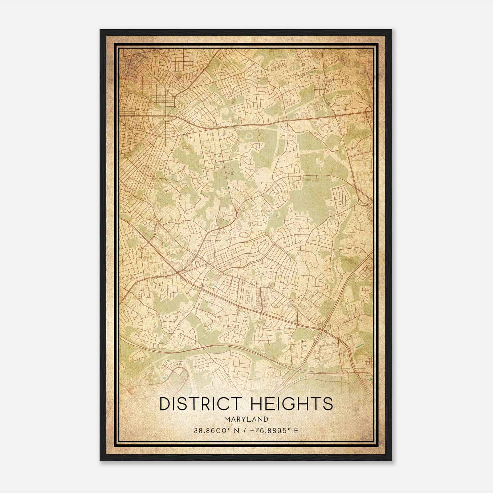 Vintage District Heights Maryland Map Poster, Modern Home Decor Wall Art Print Vintage District Heights Maryland Map Poster, Modern Home Decor Wall Art Print