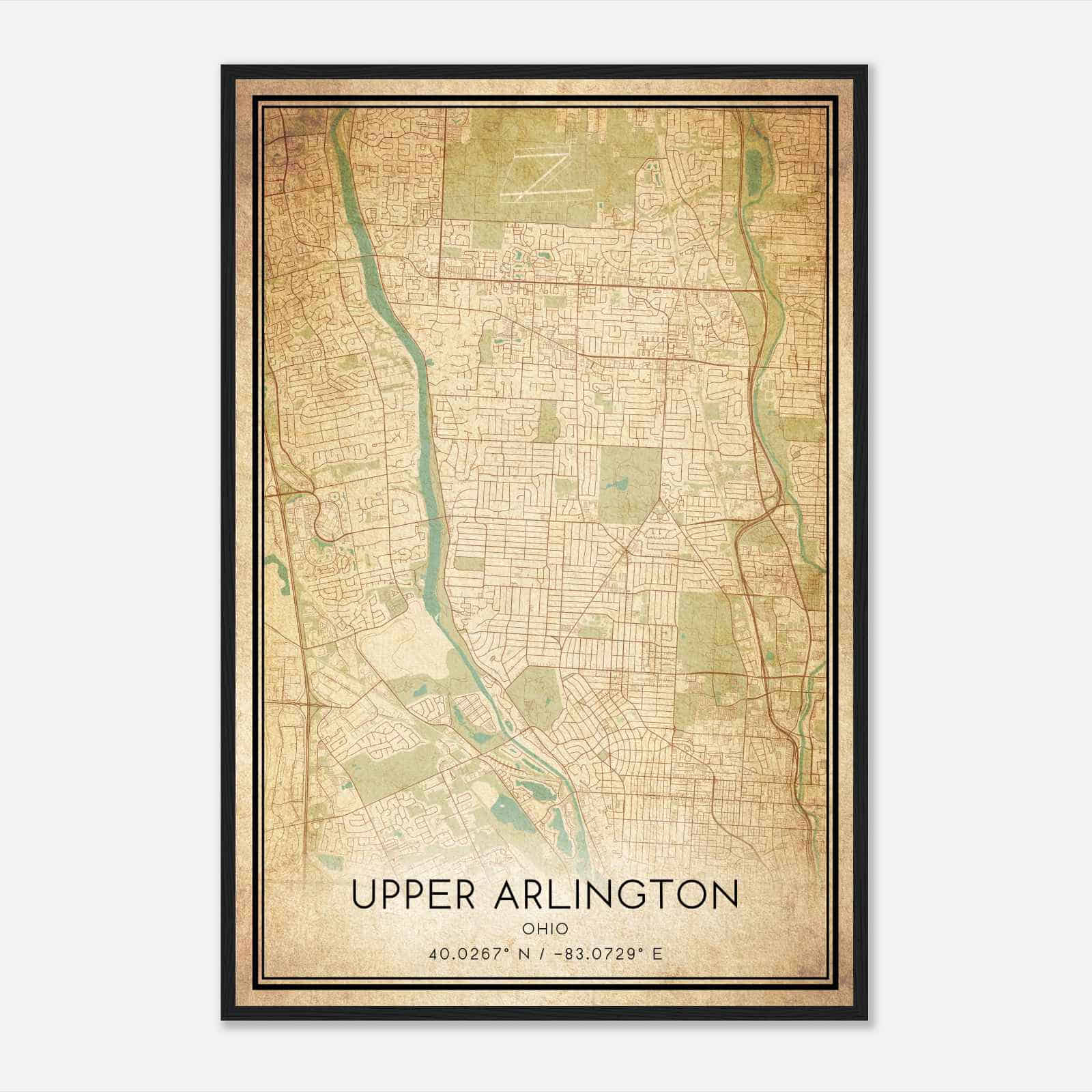 Vintage Upper Arlington Ohio Map Poster, Modern Home Decor Wall Art Print
