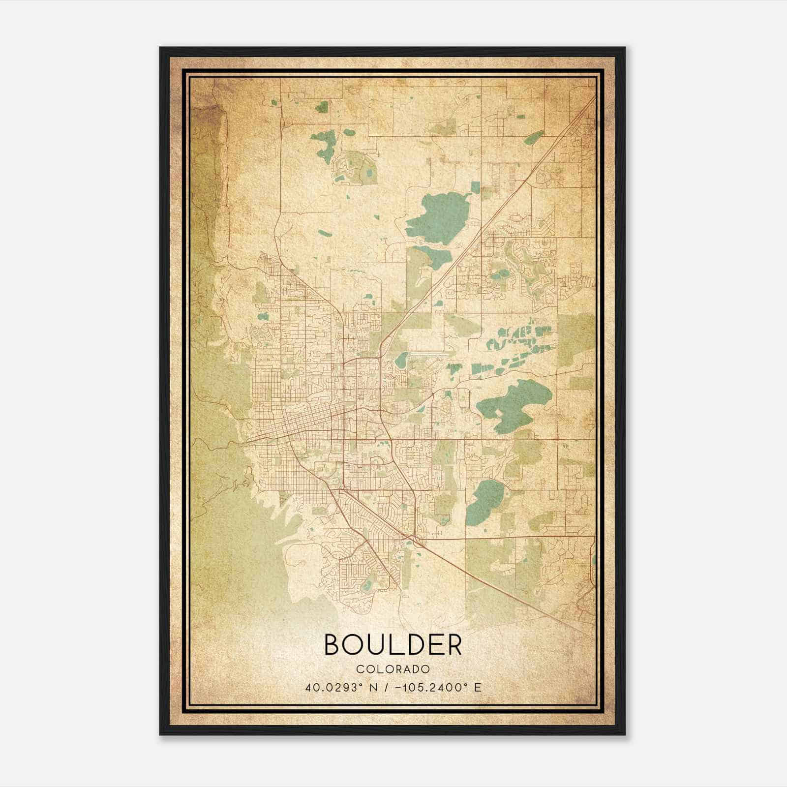 Vintage Boulder Colorado Map Poster, Modern Home Decor Wall Art Print Vintage Boulder Colorado Map Poster, Modern Home Decor Wall Art Print