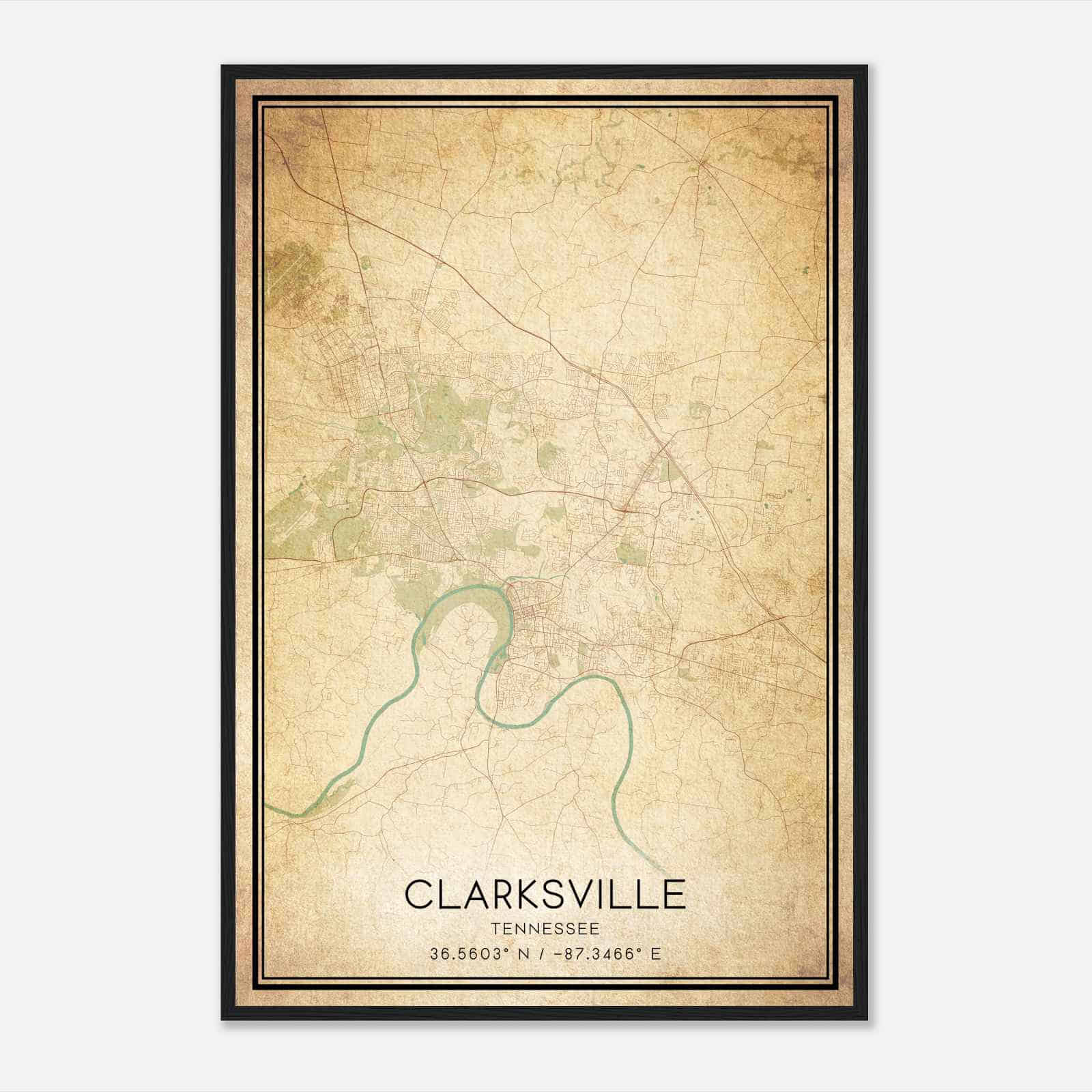 Vintage Clarksville Tennessee Map Poster, Modern Home Decor Wall Art Print Vintage Clarksville Tennessee Map Poster, Modern Home Decor Wall Art Print
