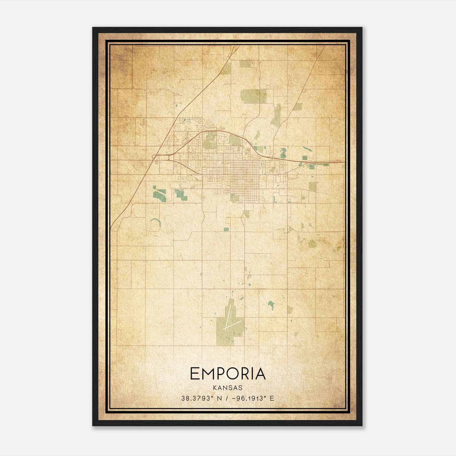 Vintage Emporia Kansas Map Poster, Modern Home Decor Wall Art Print Vintage Emporia Kansas Map Poster, Modern Home Decor Wall Art Print