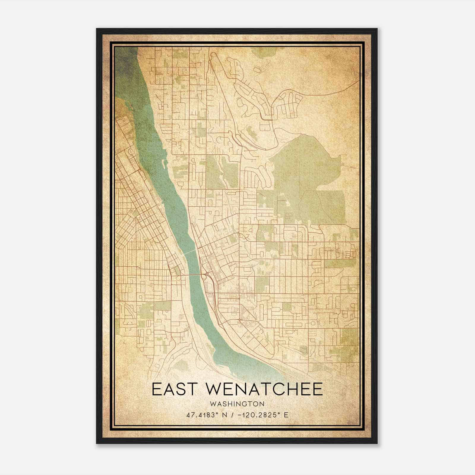 Vintage East Wenatchee Washington Map Poster, Modern Home Decor Wall Art Print Vintage East Wenatchee Washington Map Poster, Modern Home Decor Wall Art Print