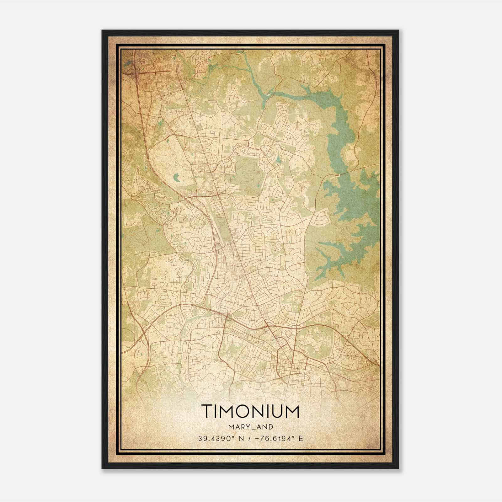 Vintage Timonium Maryland Map Poster, Modern Home Decor Wall Art Print Custom Maps & Posters
