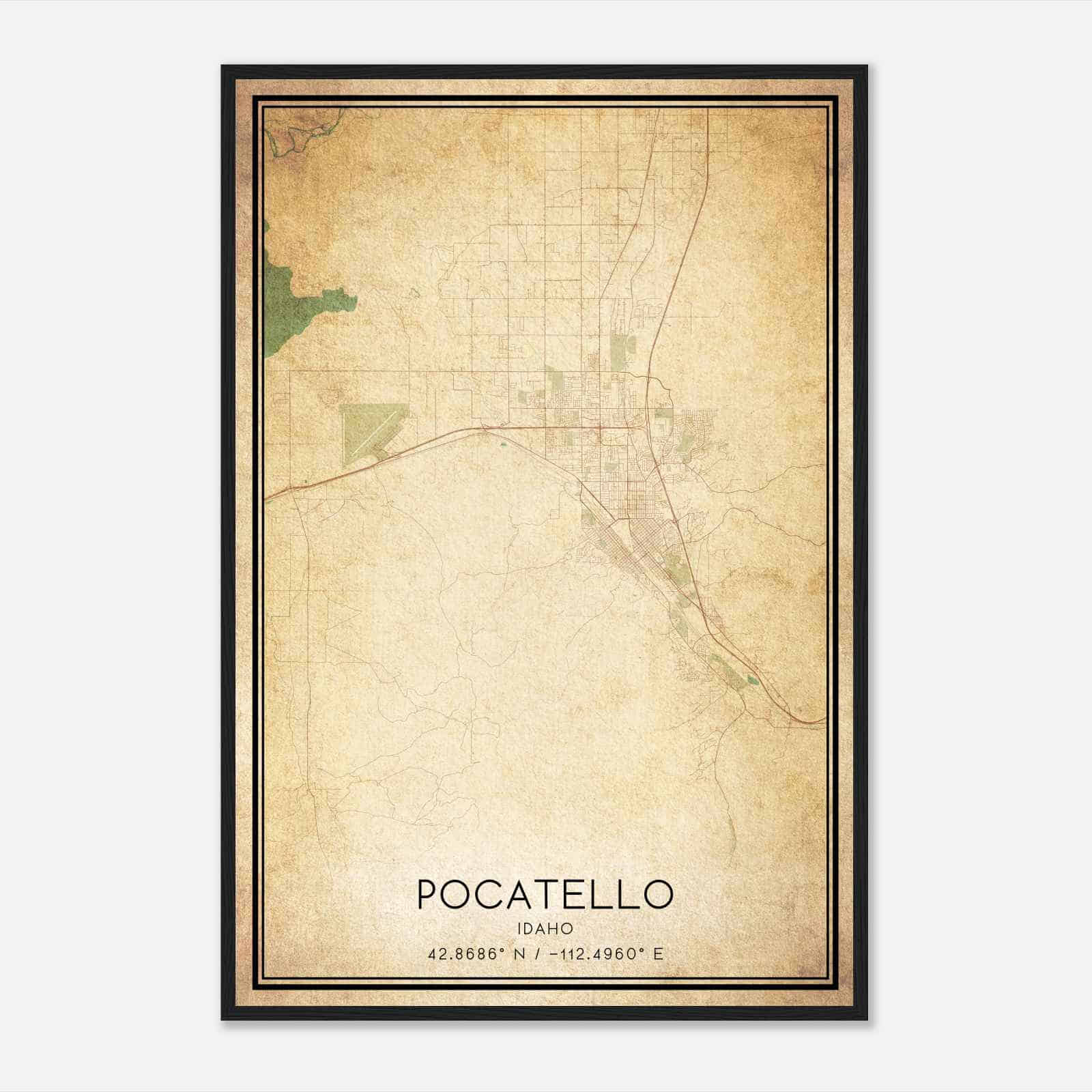 Vintage Pocatello Idaho Map Poster, Modern Home Decor Wall Art Print