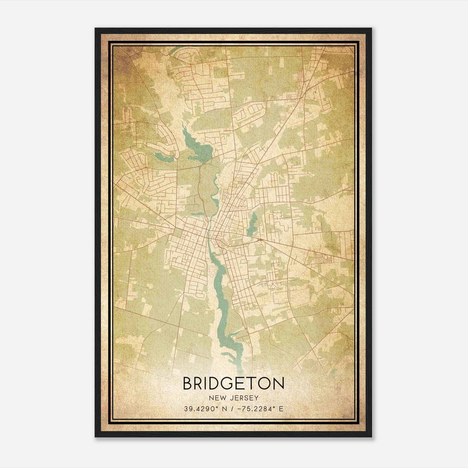 Vintage Bridgeton New Jersey Map Poster, Modern Home Decor Wall Art Print Vintage Bridgeton New Jersey Map Poster, Modern Home Decor Wall Art Print