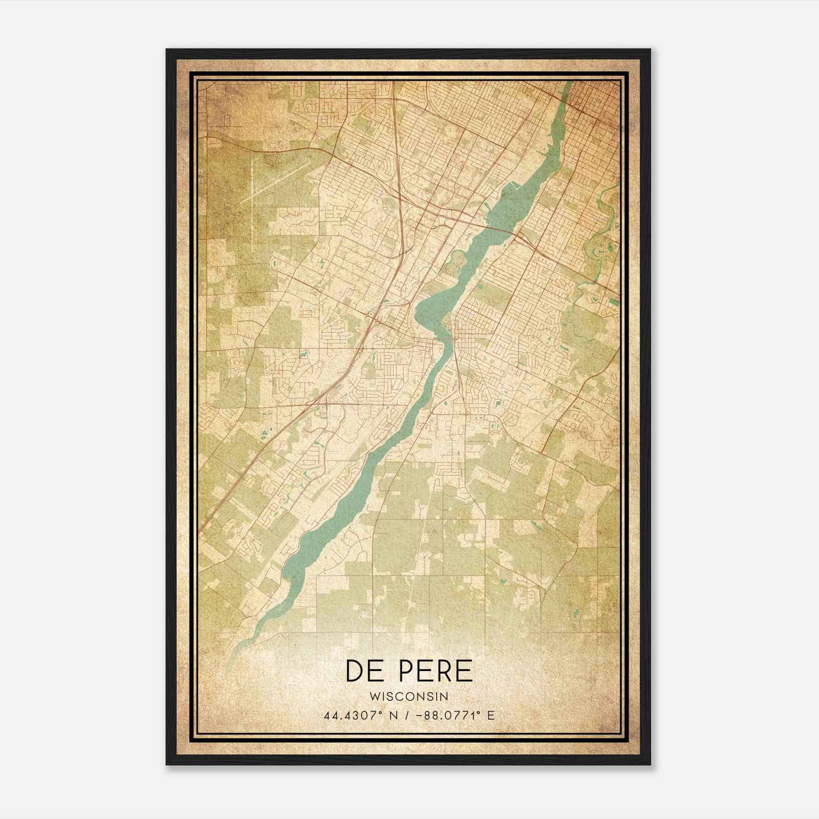 Vintage De Pere Wisconsin Map Poster, Modern Home Decor Wall Art Print Vintage De Pere Wisconsin Map Poster, Modern Home Decor Wall Art Print