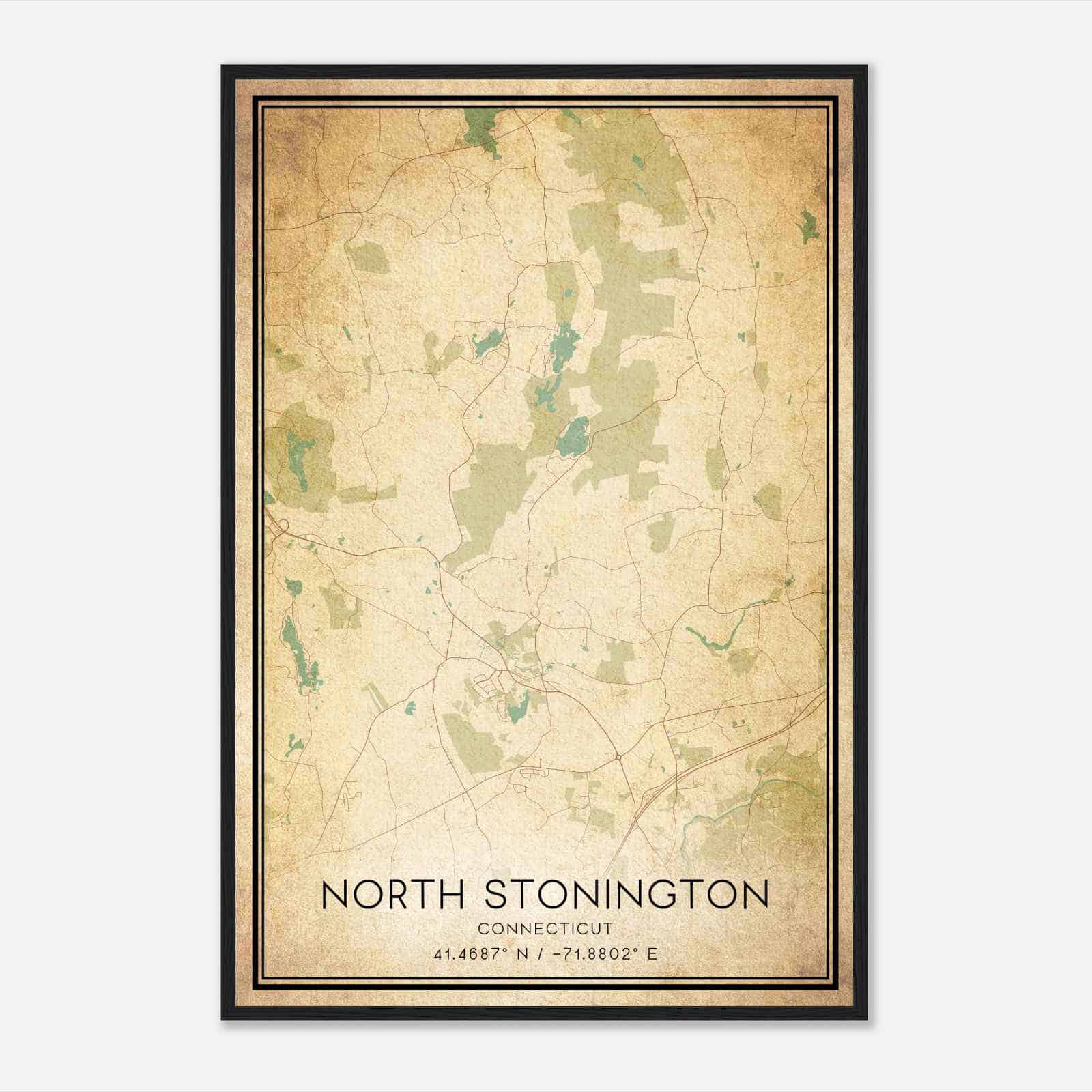 Vintage North Stonington Connecticut Map Poster, Modern Home Decor Wall Art Print