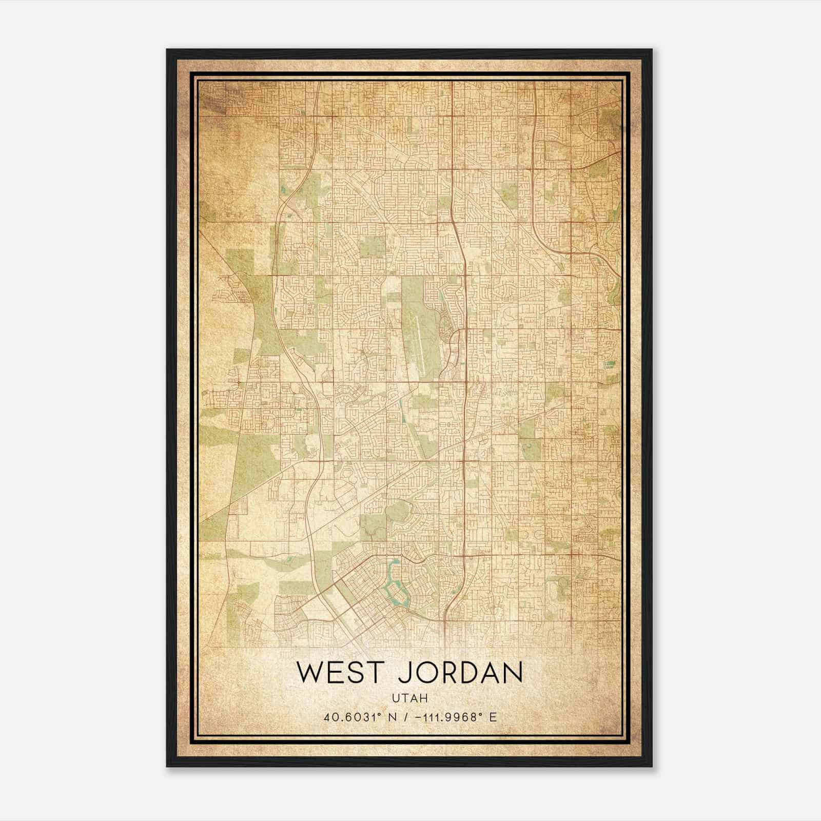 Vintage West Jordan Utah Map Poster, Modern Home Decor Wall Art Print