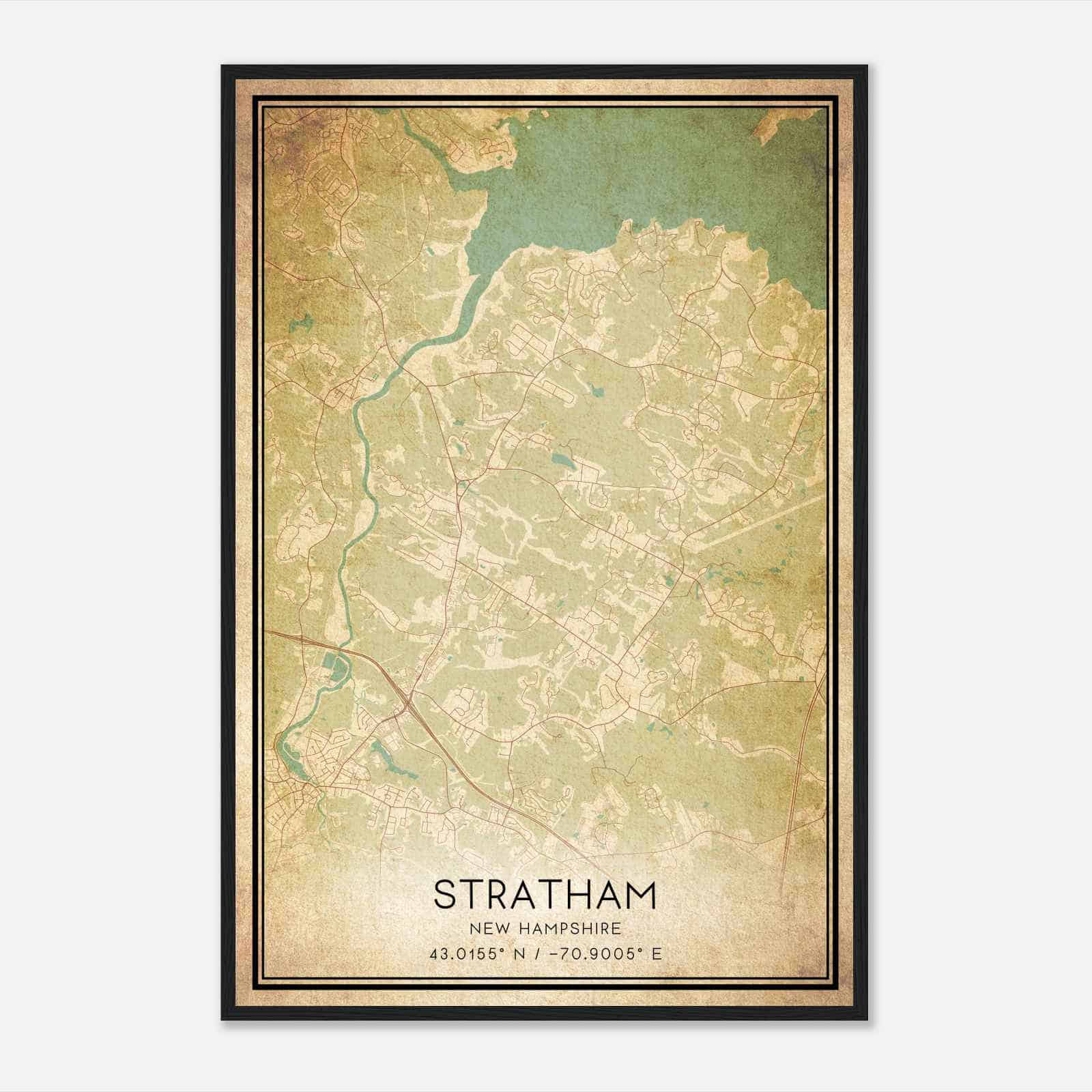 Vintage Stratham New Hampshire Map Poster, Modern Home Decor Wall Art Print
